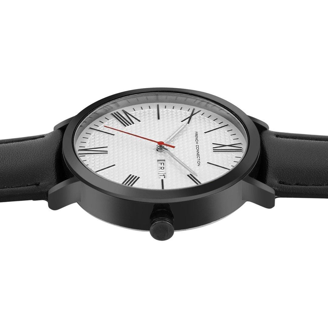 White - French Connection - French Connection Black Case Round Shape Black Strap Quartz Watch - 3