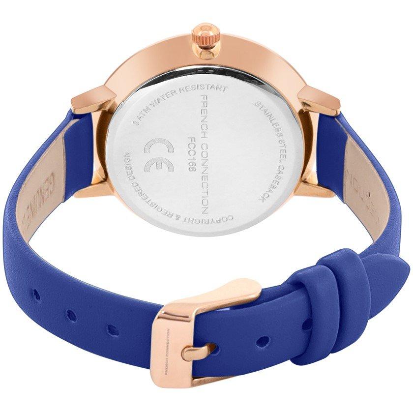 Blue - French Connection - French Connection Rose Case Round Shape Blue Strap Quartz Watch - 4