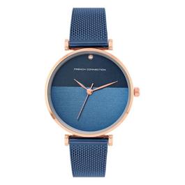 French Connection French Connection Rose Case Round Shape Blue Strap Quartz Watch