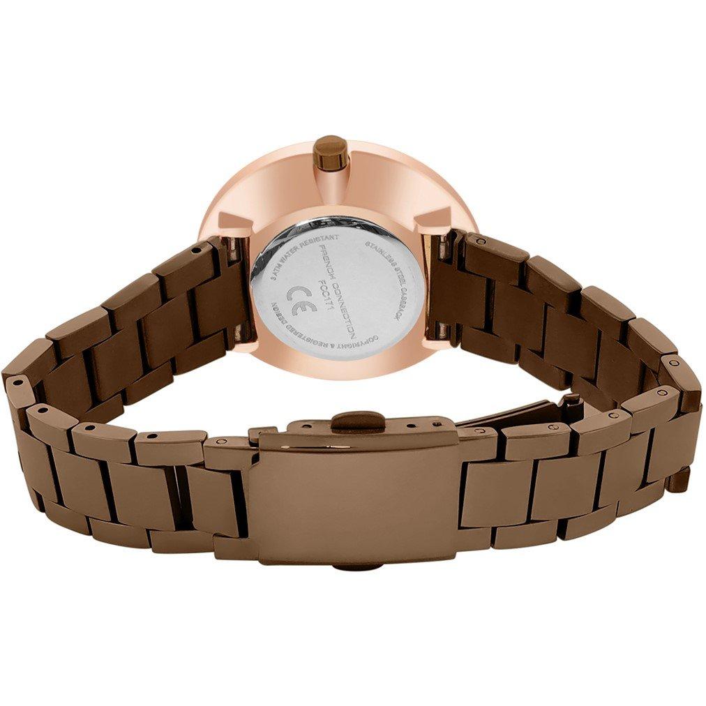 Brown - French Connection - Rose Case Round Shape Brown Strap Quartz Watch - 4