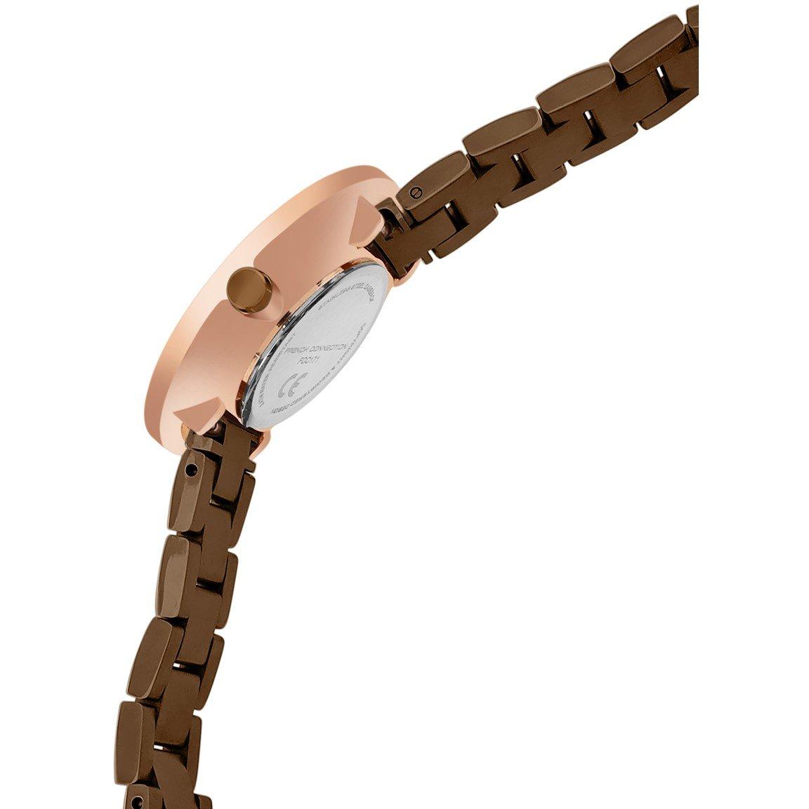 Brown - French Connection - Rose Case Round Shape Brown Strap Quartz Watch - 5