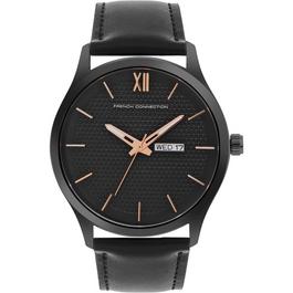 French Connection French Connection Black Case Round Shape Black Strap Quartz Watch