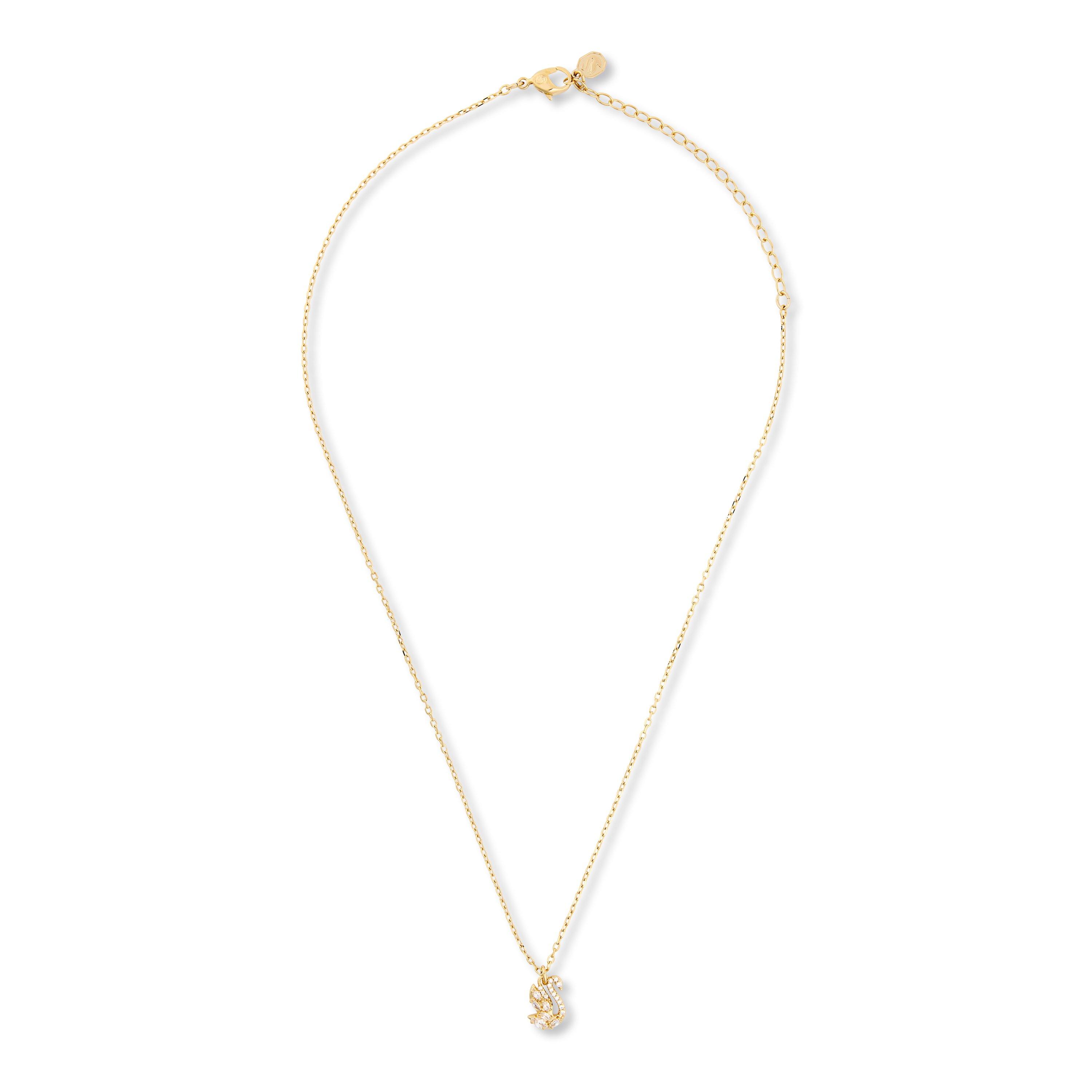 Gold - Swarovski - Swan Pendant Necklace - 2