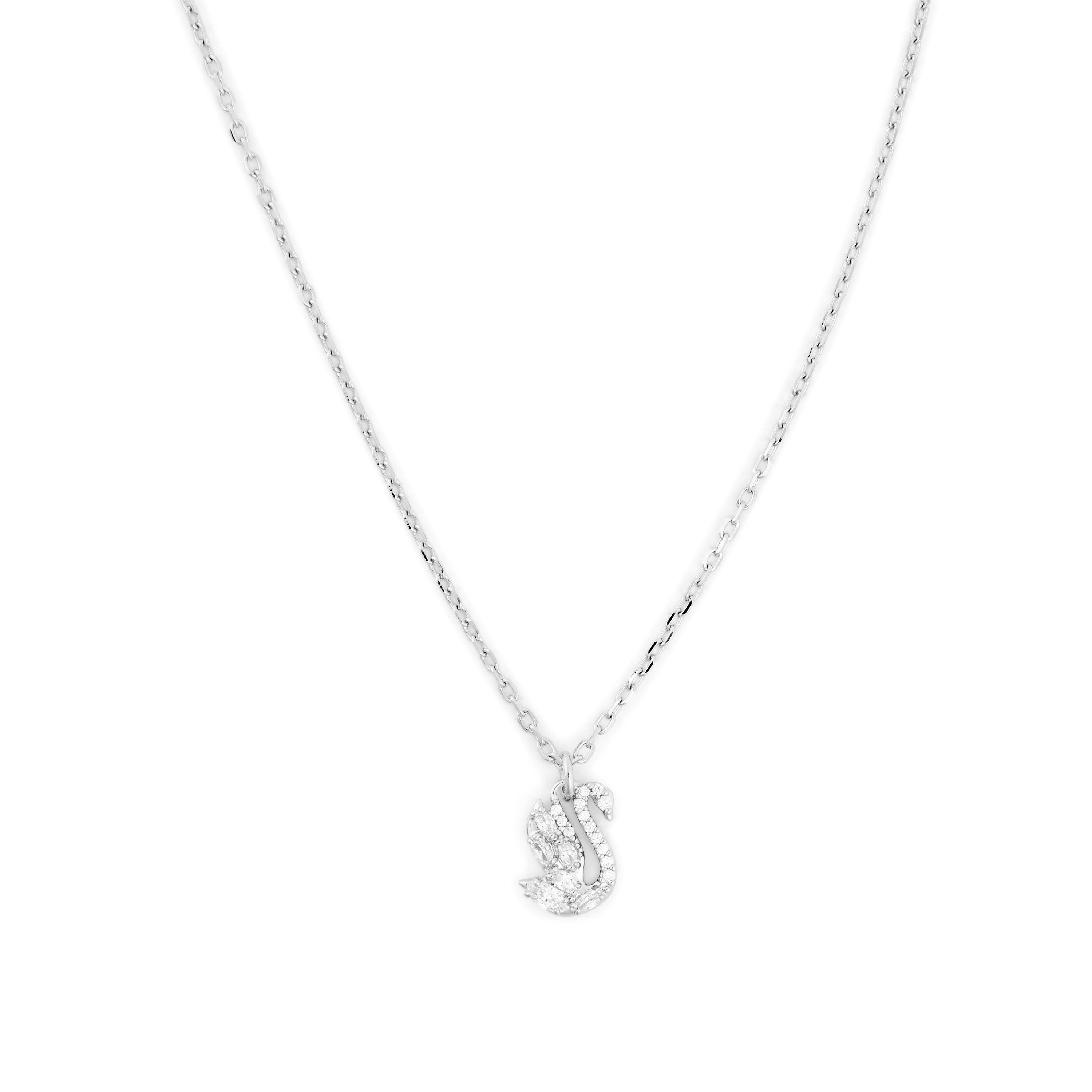 Silver - Swarovski - Swan Pendant Necklace - 1