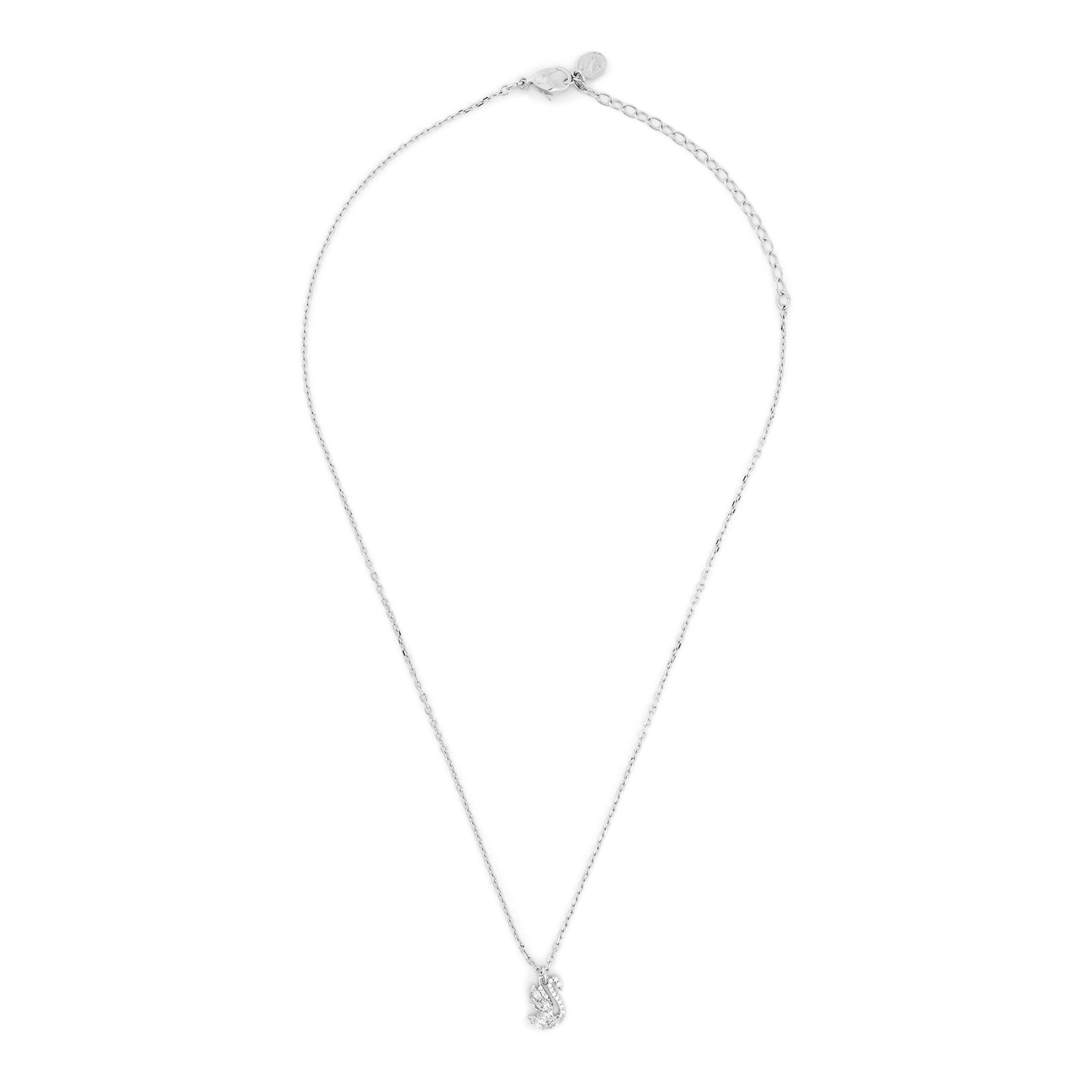 Silver - Swarovski - Swan Pendant Necklace - 2