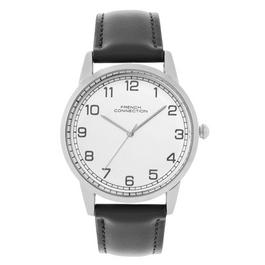 French Connection French Connection Rose Case Round Shape Black Strap Quartz Watch