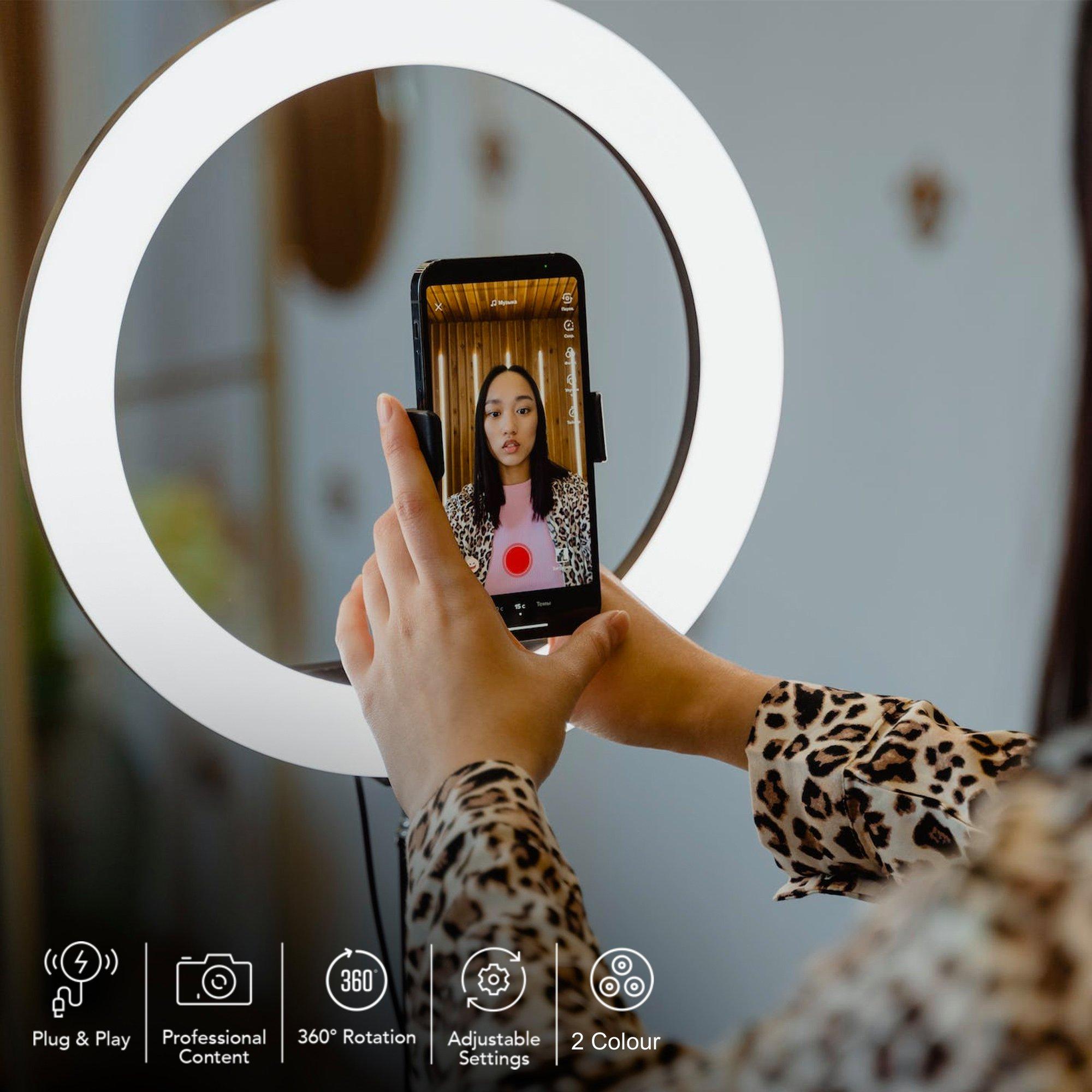 Negro - Pixibright - White Ring Light Selfie Sticks - 5