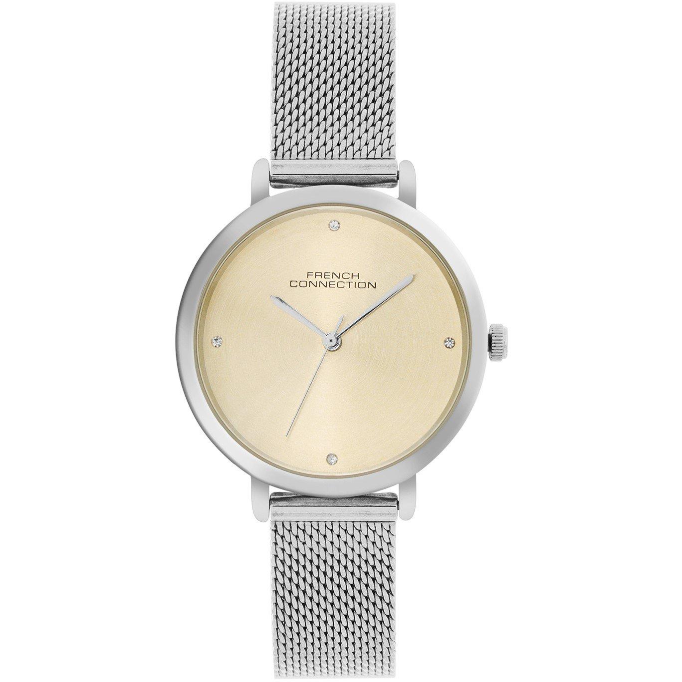 Mustard - FCUK - Silver Case Round Shape Silver Strap Quartz Watch - 1