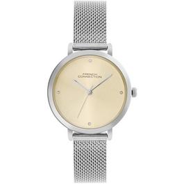 FCUK FCUK Silver Case Round Shape Silver Strap Quartz Watch