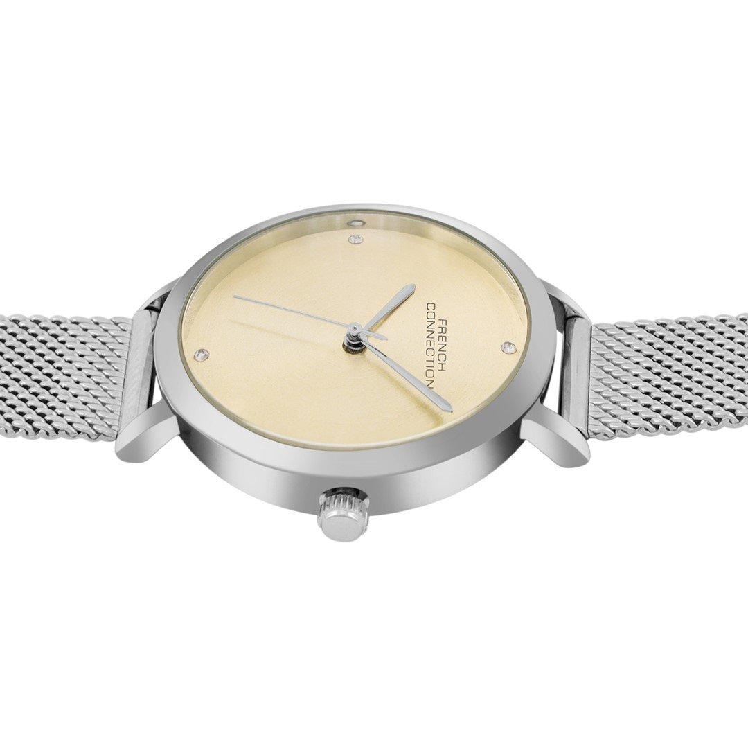 Mustard - FCUK - FCUK Silver Case Round Shape Silver Strap Quartz Watch - 3