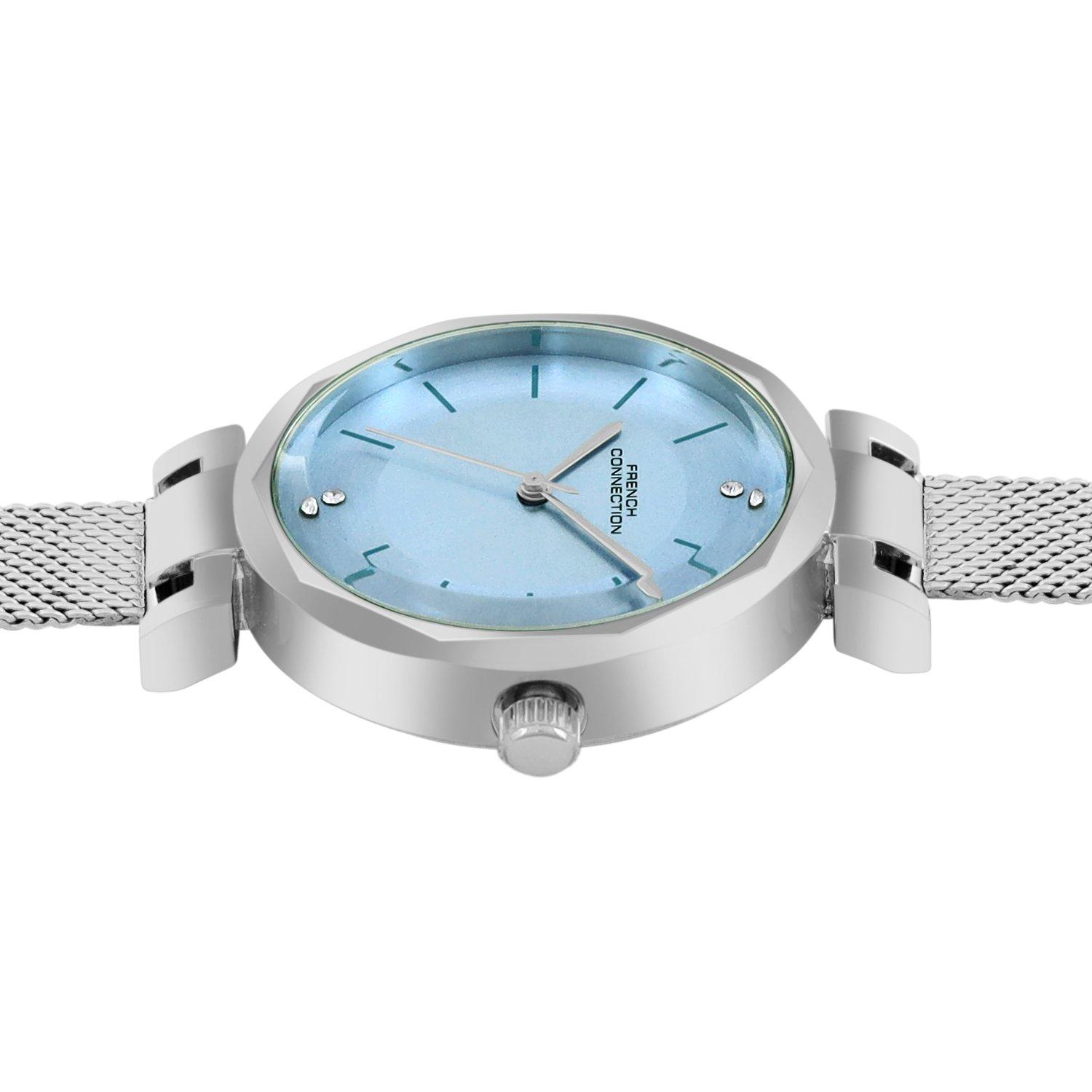 Sky Blue - FCUK - FCUK Silver Case Round Shape Silver Strap Quartz Watch - 3