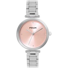 FCUK FCUK Silver Case Round Shape Silver Strap Quartz Watch