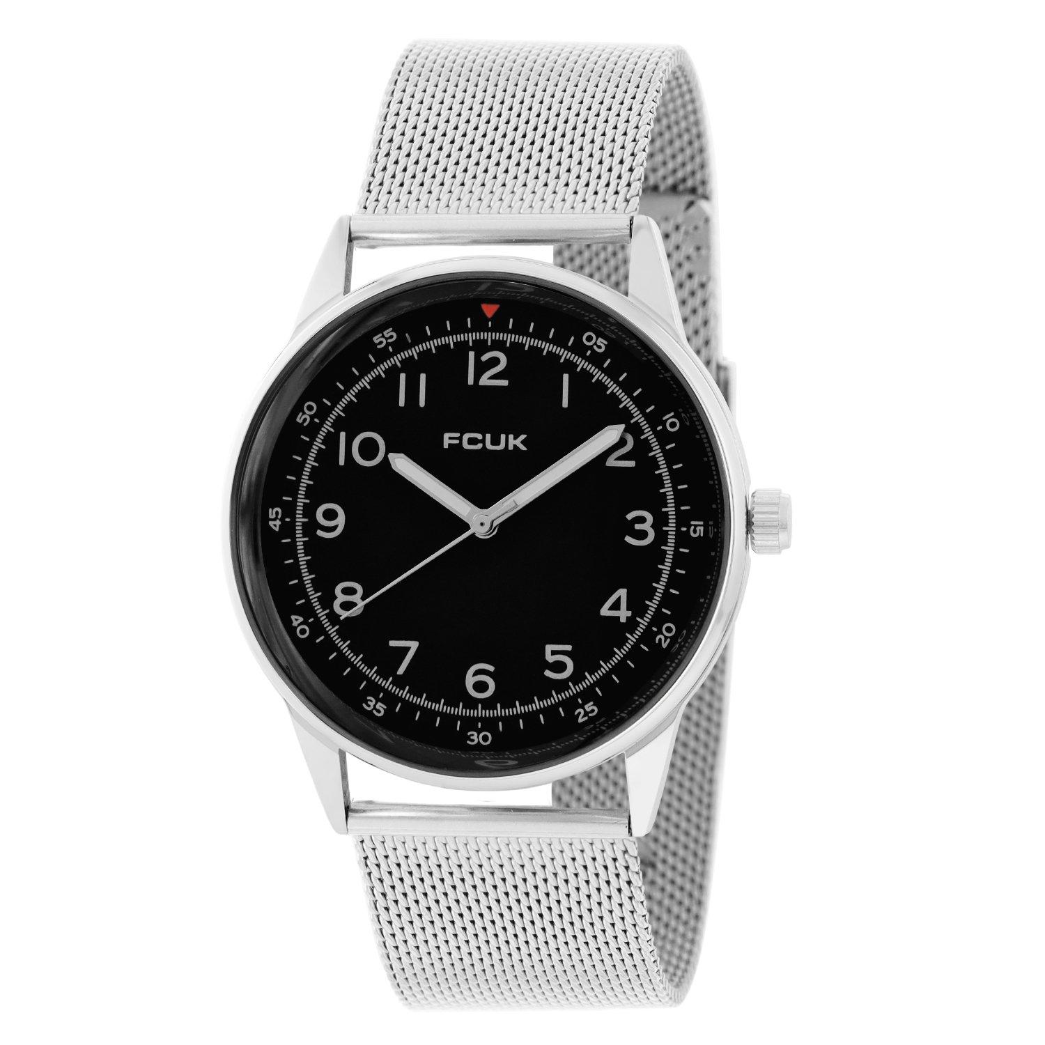 Black - FCUK - FCUK Silver Case Round Shape Silver Strap Quartz Watch - 2