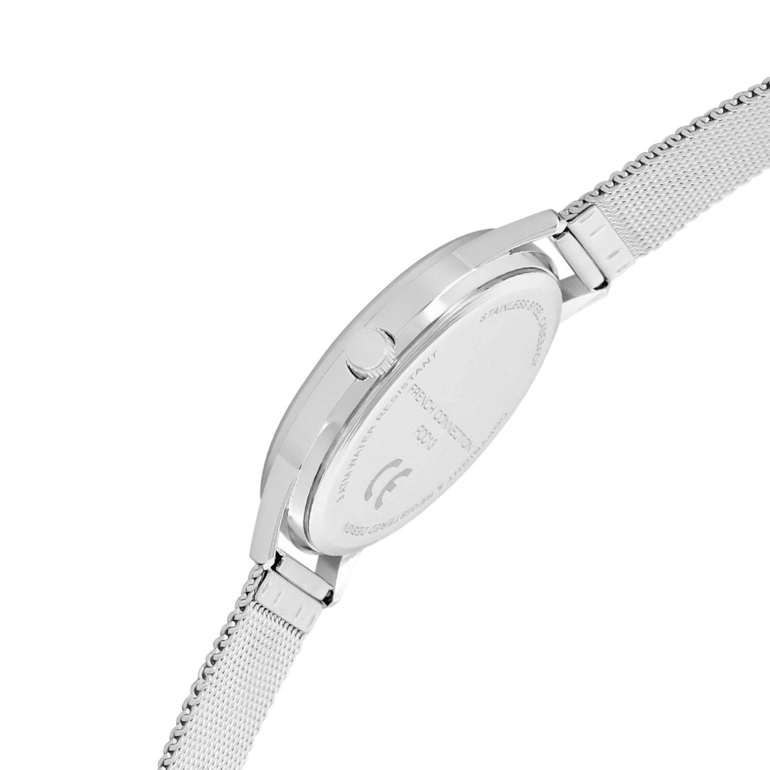 Black - FCUK - FCUK Silver Case Round Shape Silver Strap Quartz Watch - 5