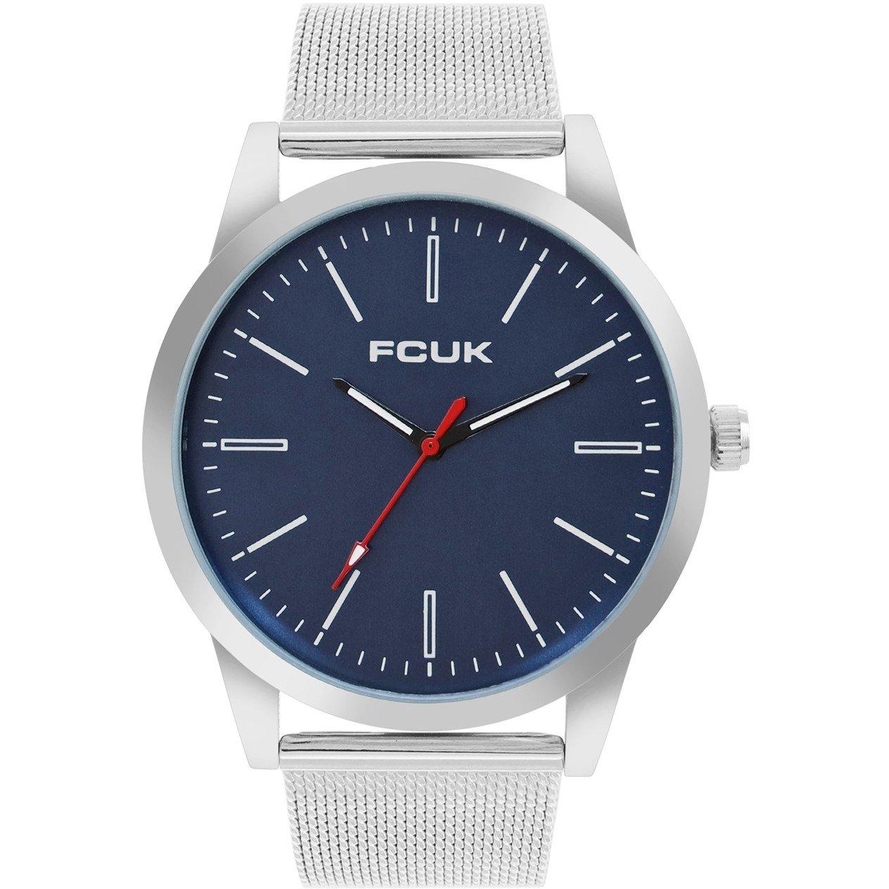 FCUK FCUK Silver Case Round Shape Silver Strap Quartz Watch