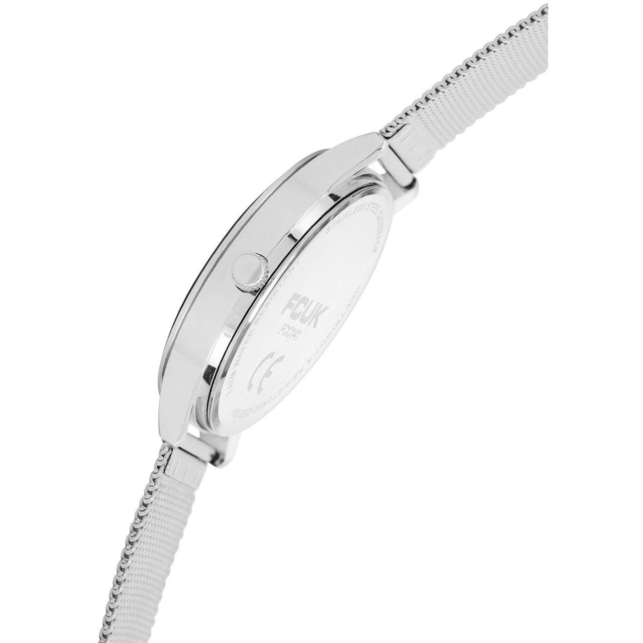 Navy Blue - FCUK - FCUK Silver Case Round Shape Silver Strap Quartz Watch - 5