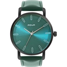 FCUK FCUK Black Case Round Shape Green Strap Quartz Watch