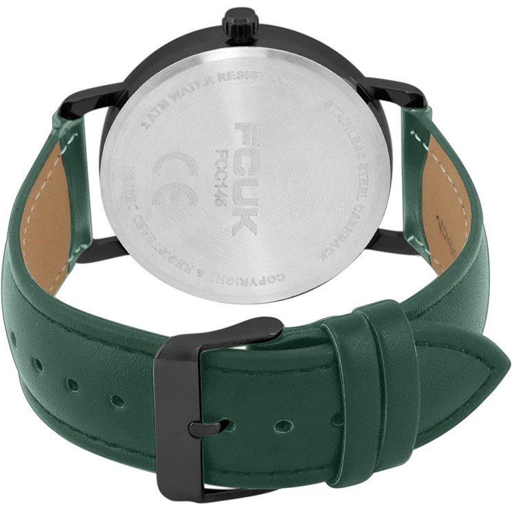 Green - FCUK - FCUK Black Case Round Shape Green Strap Quartz Watch - 4