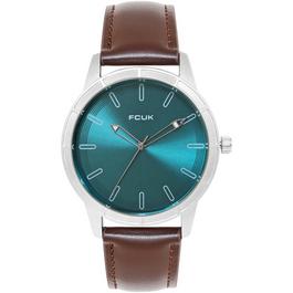 FCUK FCUK Silver Case Round Shape Black Strap Quartz Watch