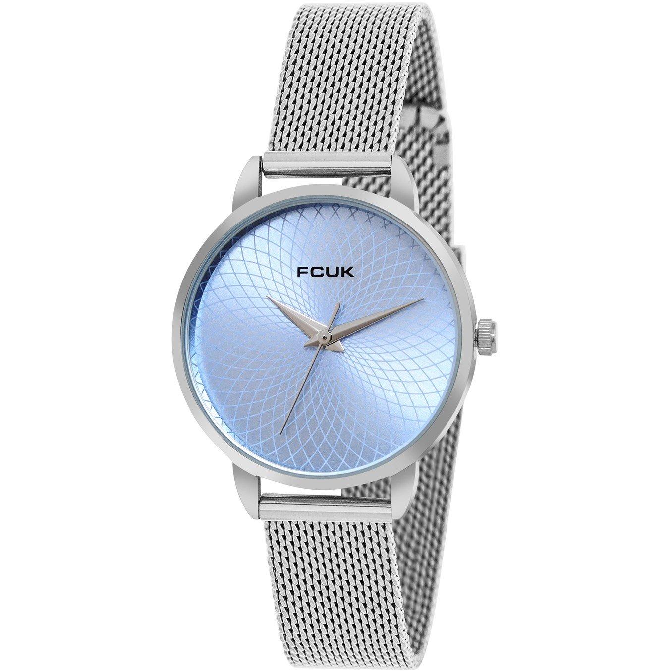 Sky Blue - FCUK - FCUK Silver Case Round Shape Silver Strap Quartz Watch - 2