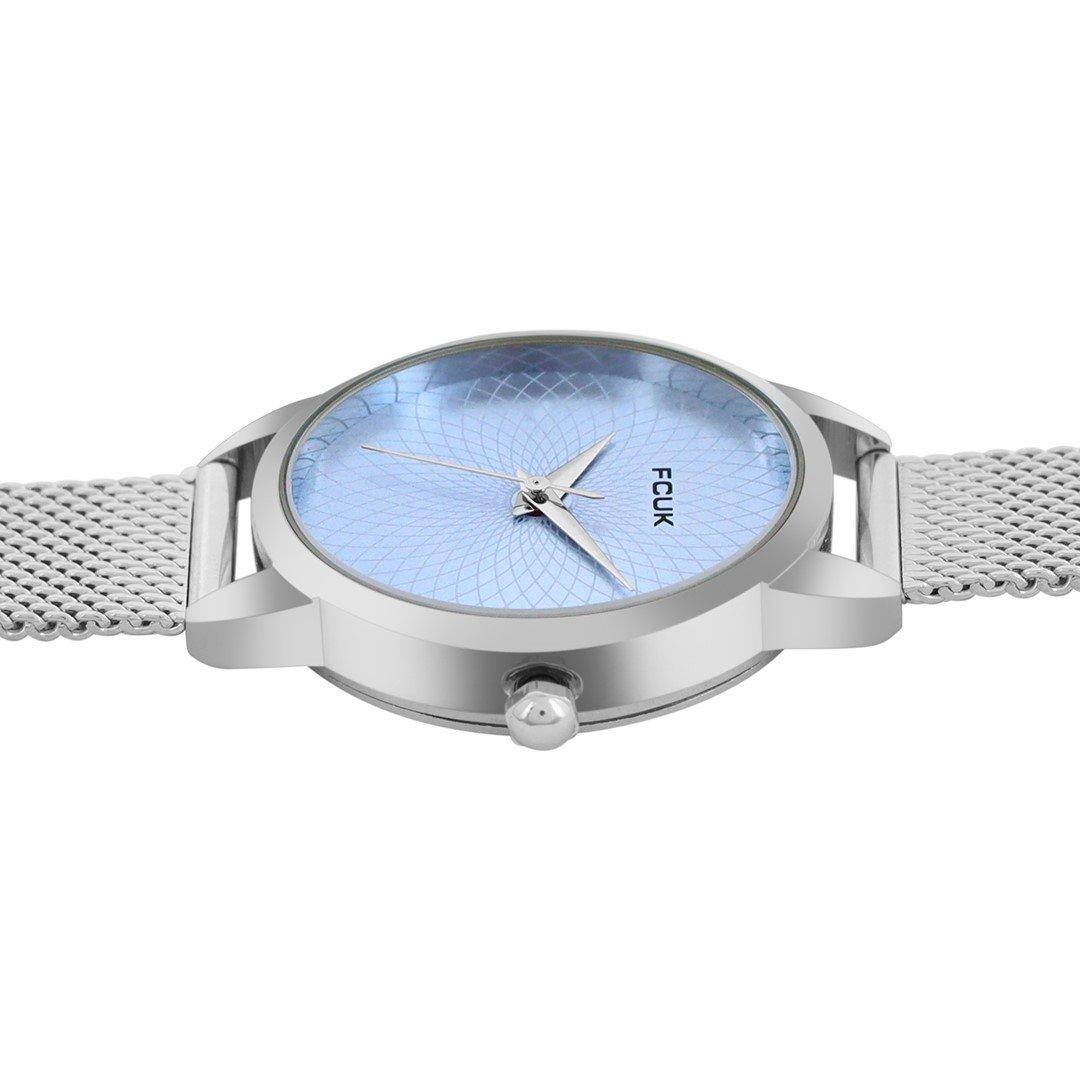 Sky Blue - FCUK - FCUK Silver Case Round Shape Silver Strap Quartz Watch - 3