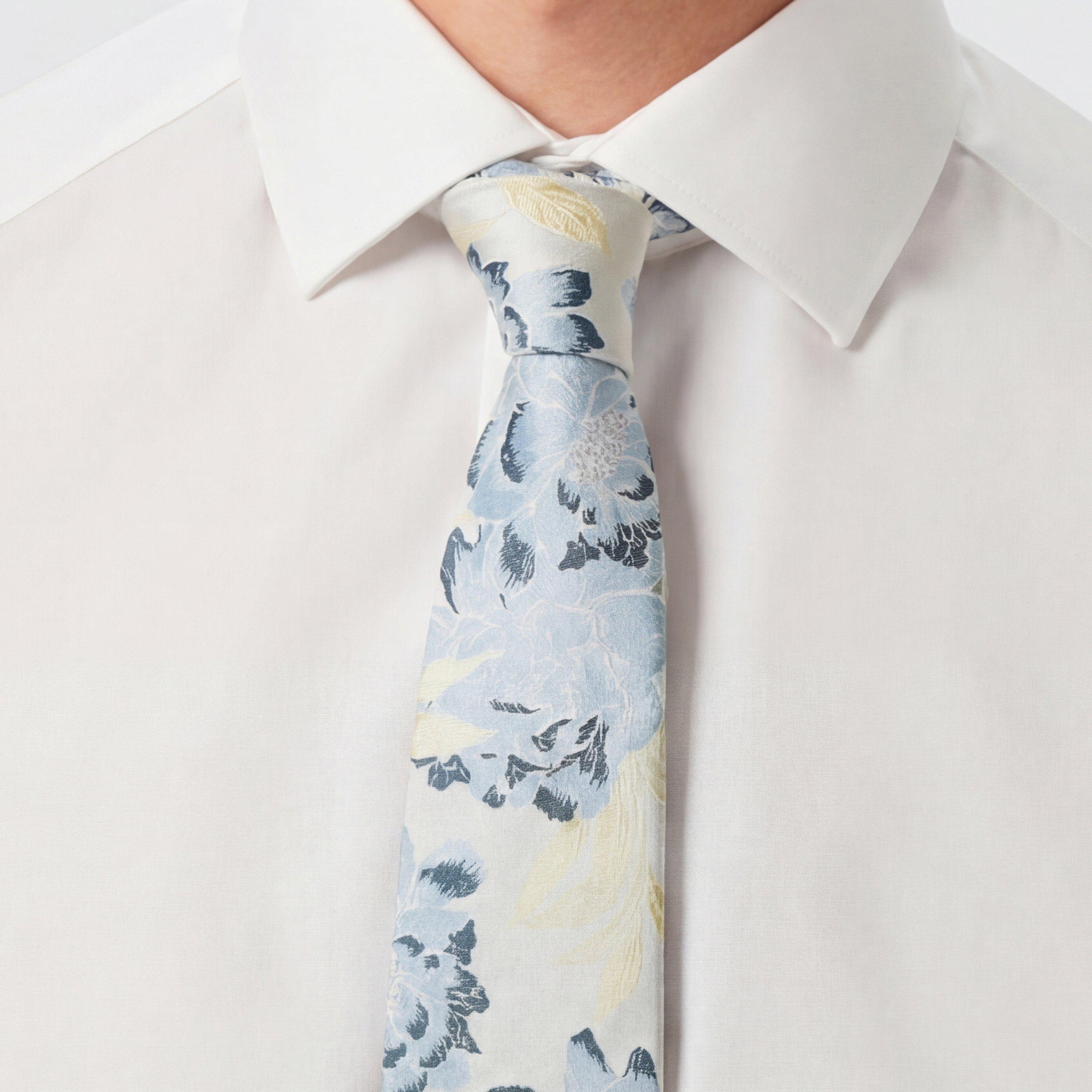 Silver - Twisted Tailor - Victor Print Tie Floral - 3