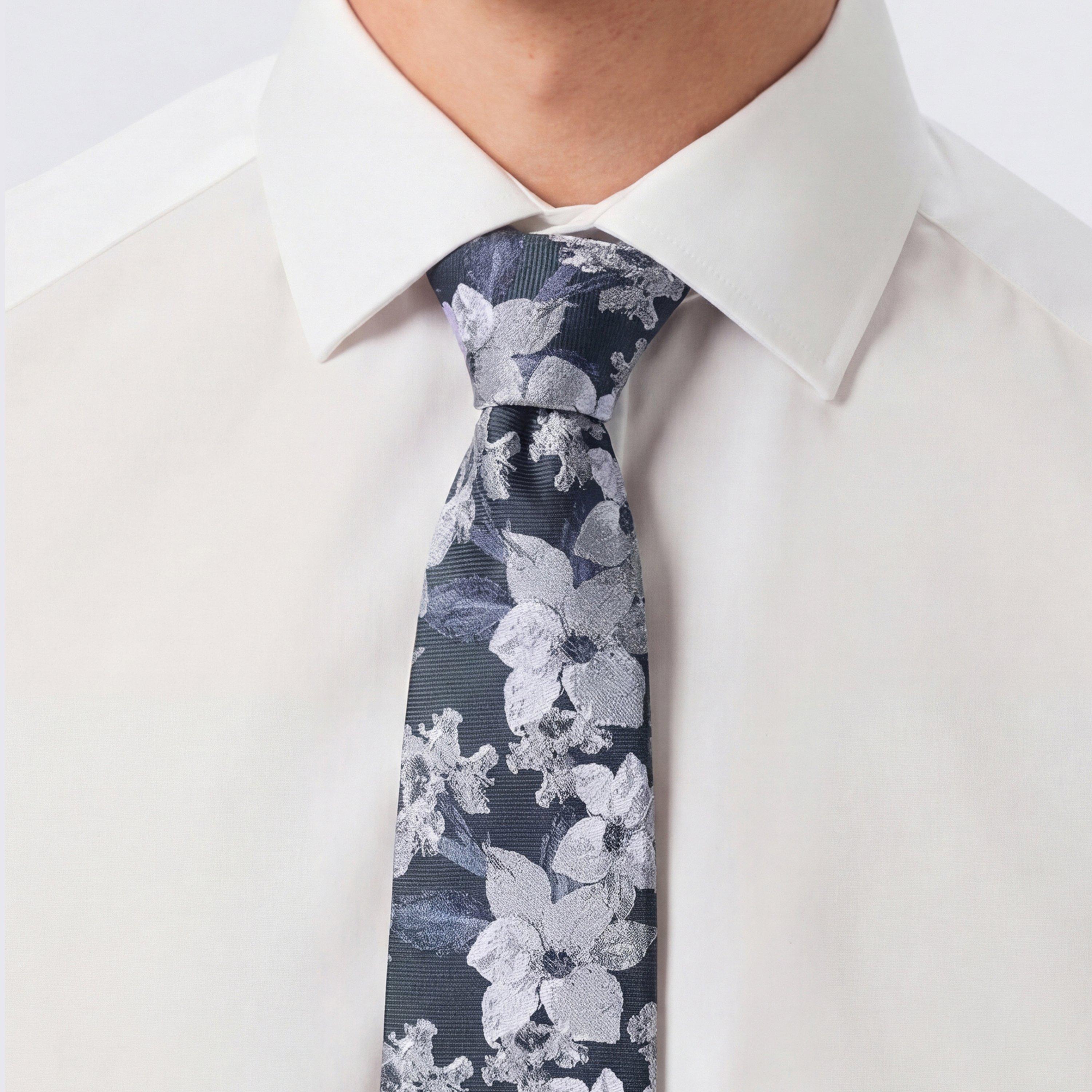 Navy - Twisted Tailor - Victor Print Tie Floral - 3