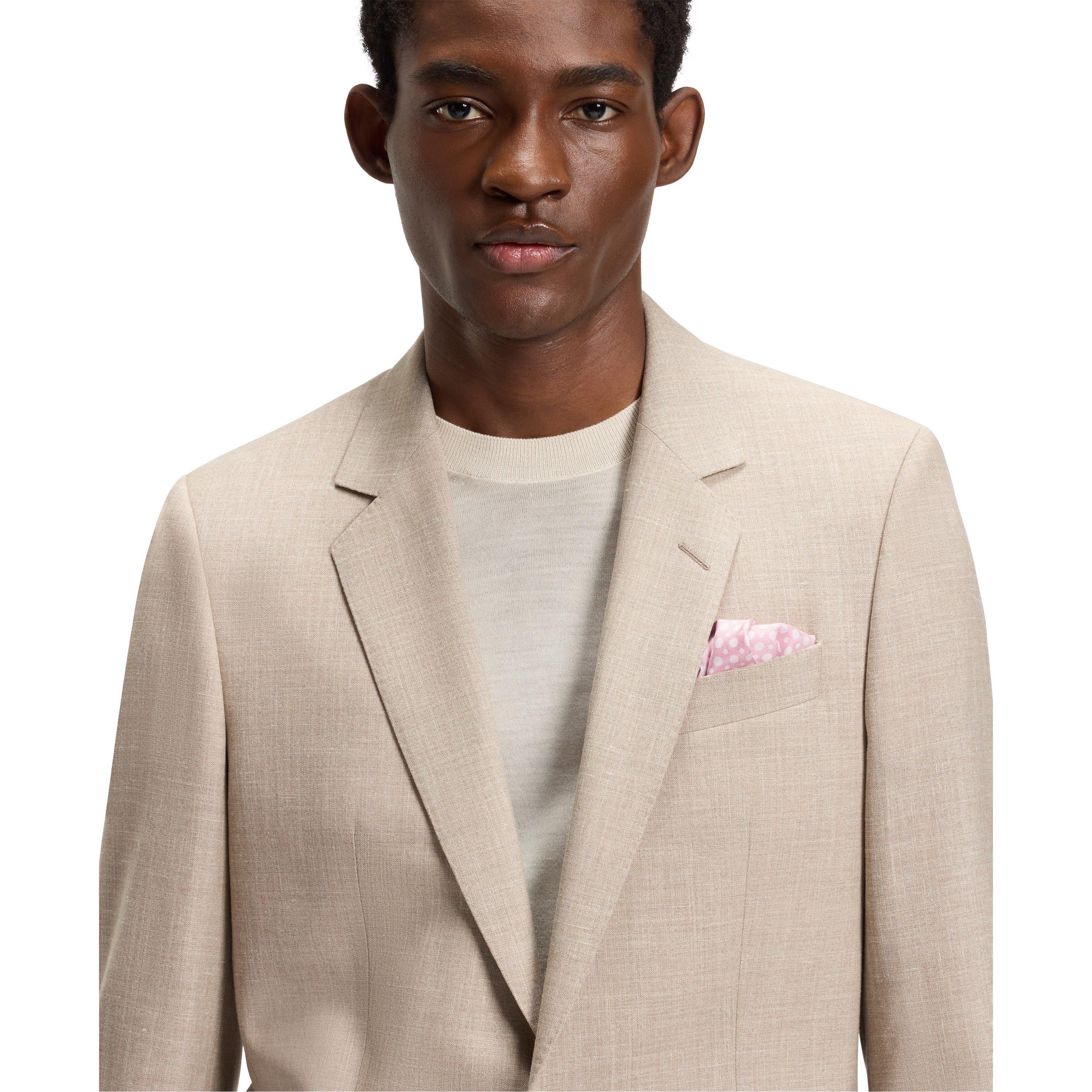 Light Pink 688 - Boss - Men's Double Breasted Pocket Tie with Refined Printed Motif Pocket Square - 3