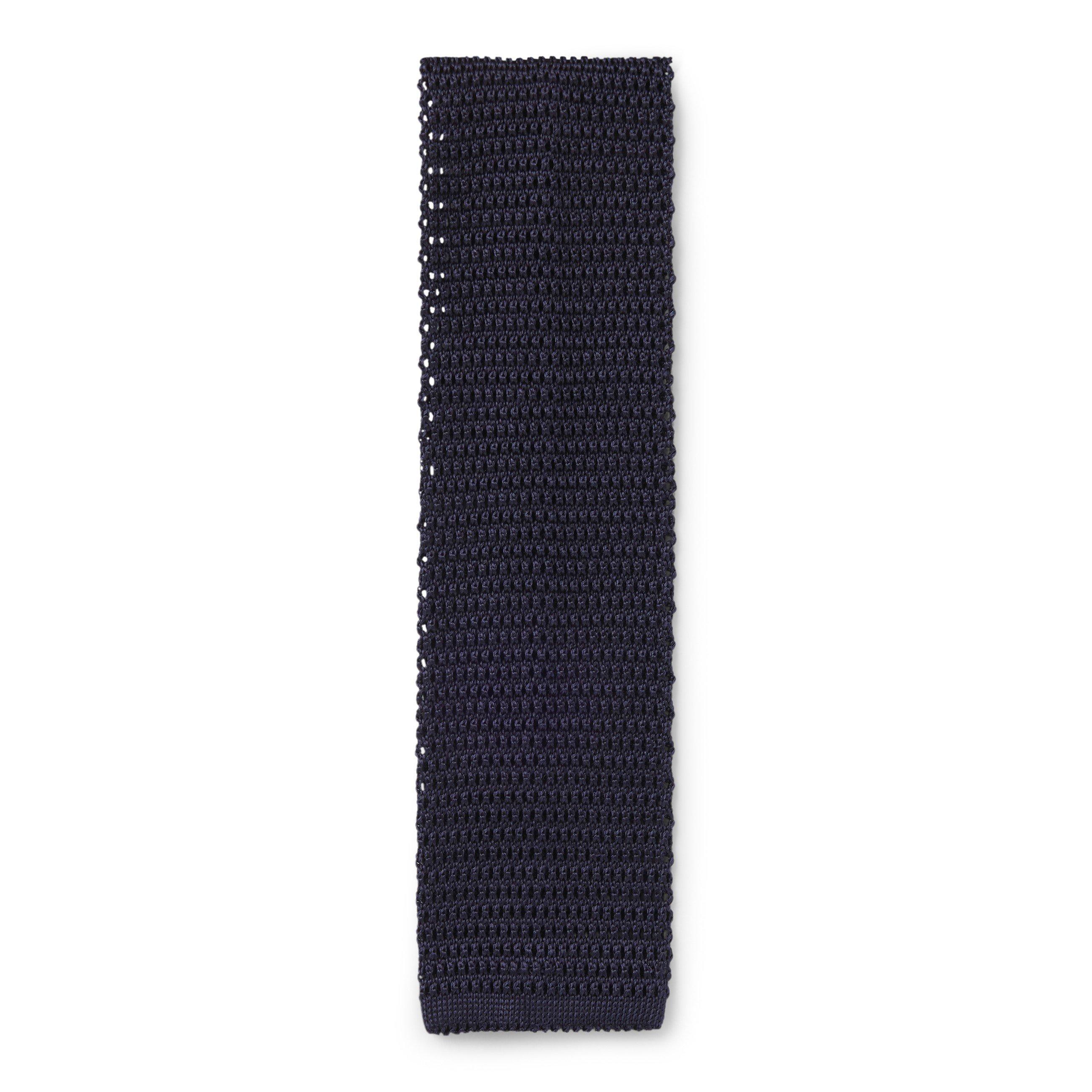 Dark Blue 404 - Boss - Men's Double Breasted Textured Knit Tie - 3