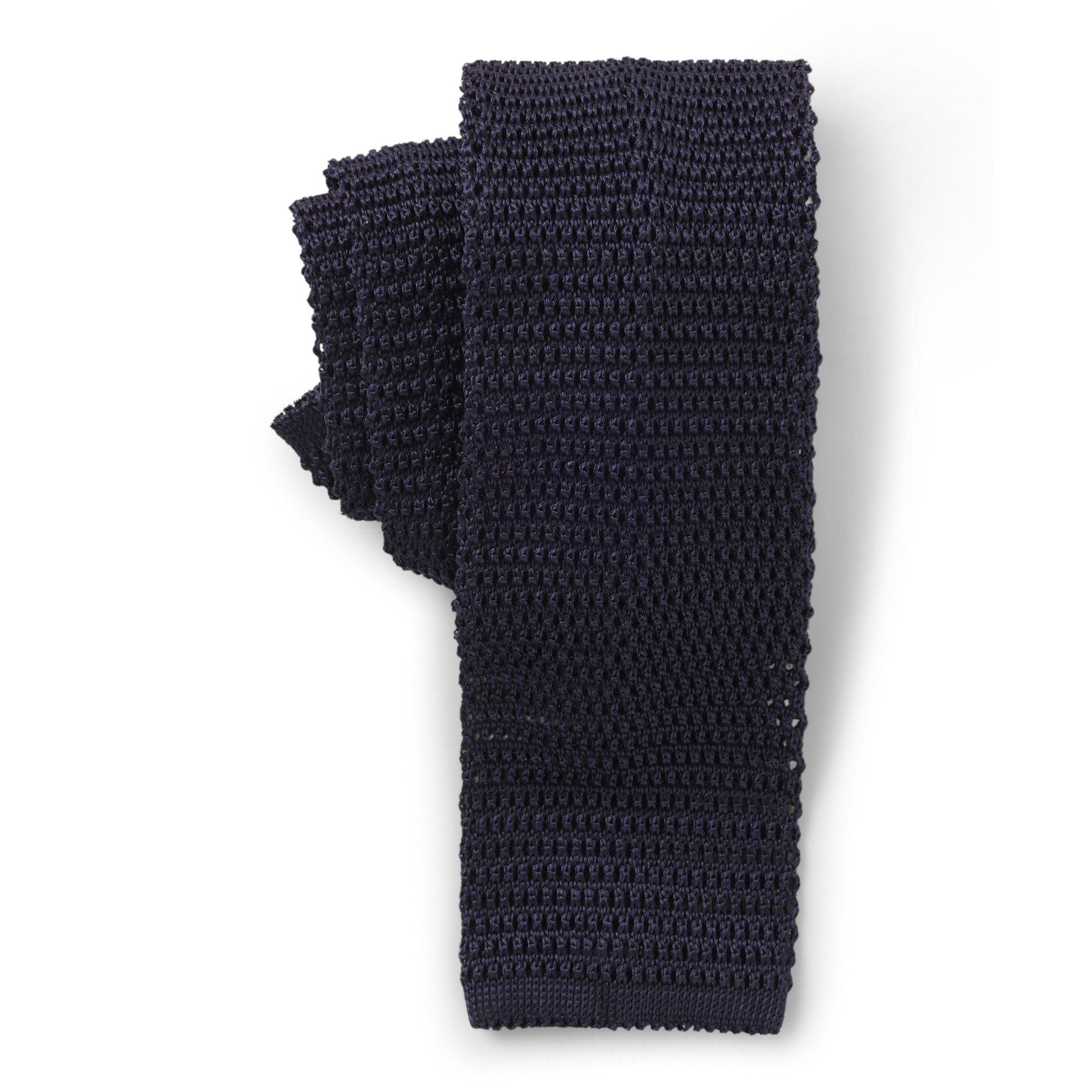 Dark Blue 404 - Boss - Men's Double Breasted Textured Knit Tie - 4