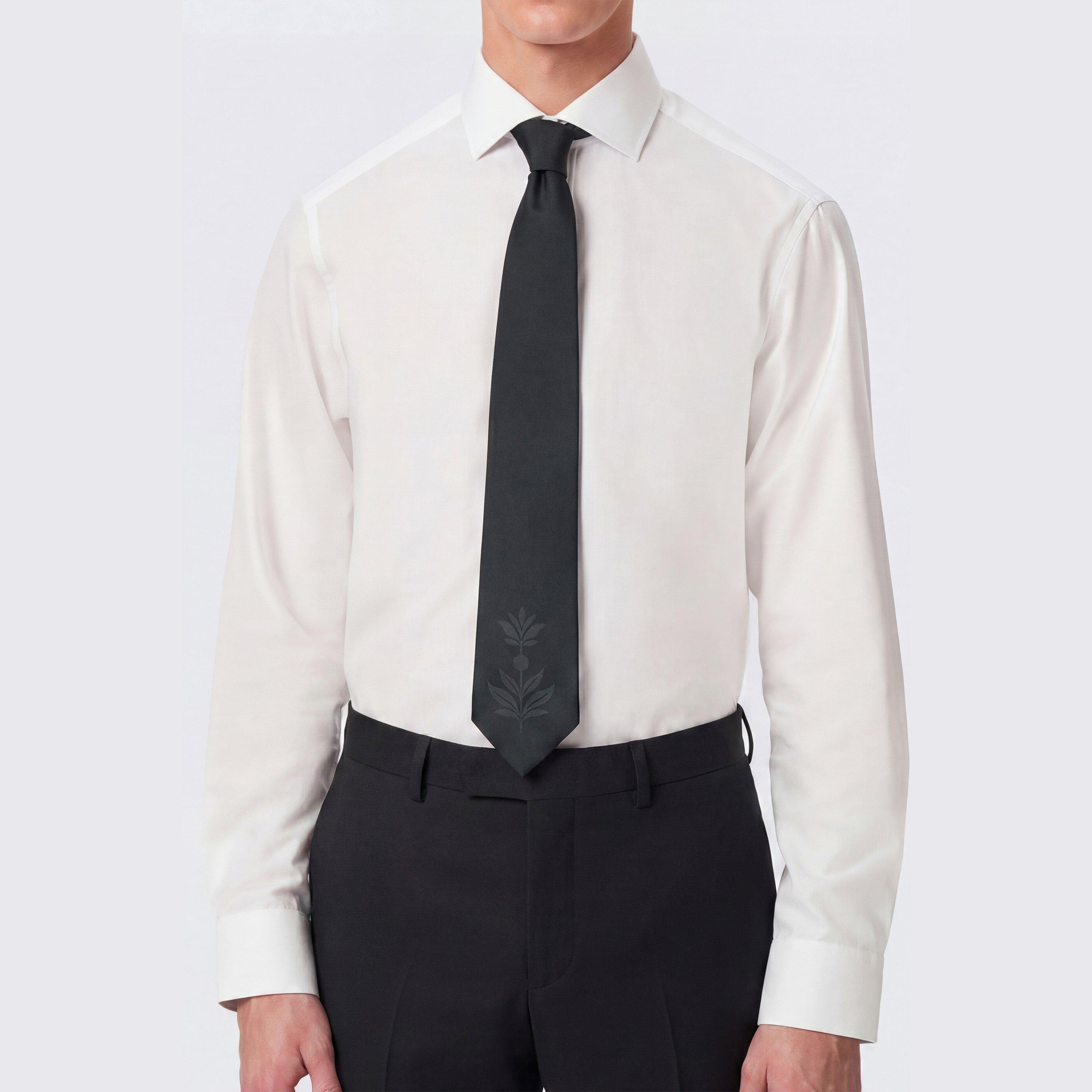 Black - Twisted Tailor - Mens Atticus Floral Placement Tie - 3