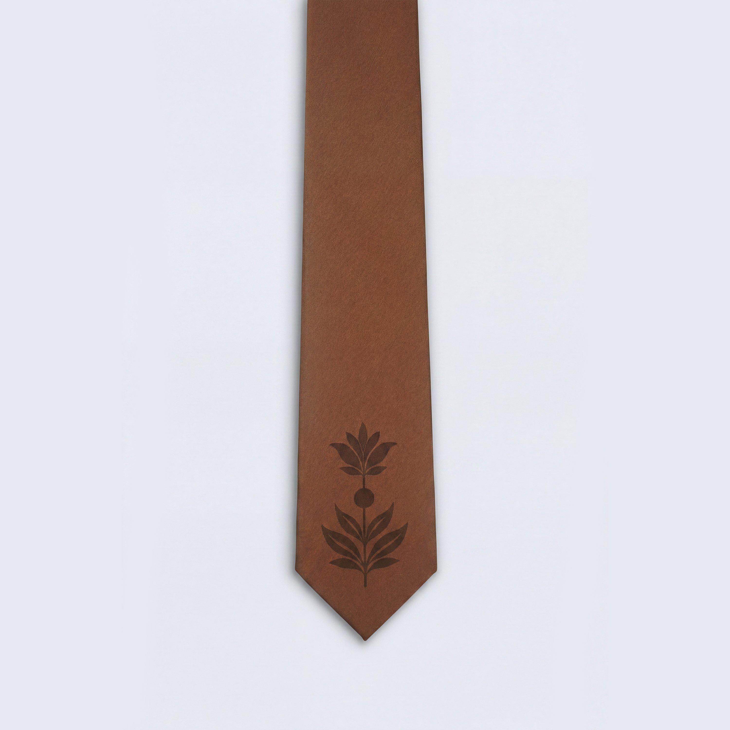 Twisted Tailor Men's Atticus Floral Placet Tie - Rust