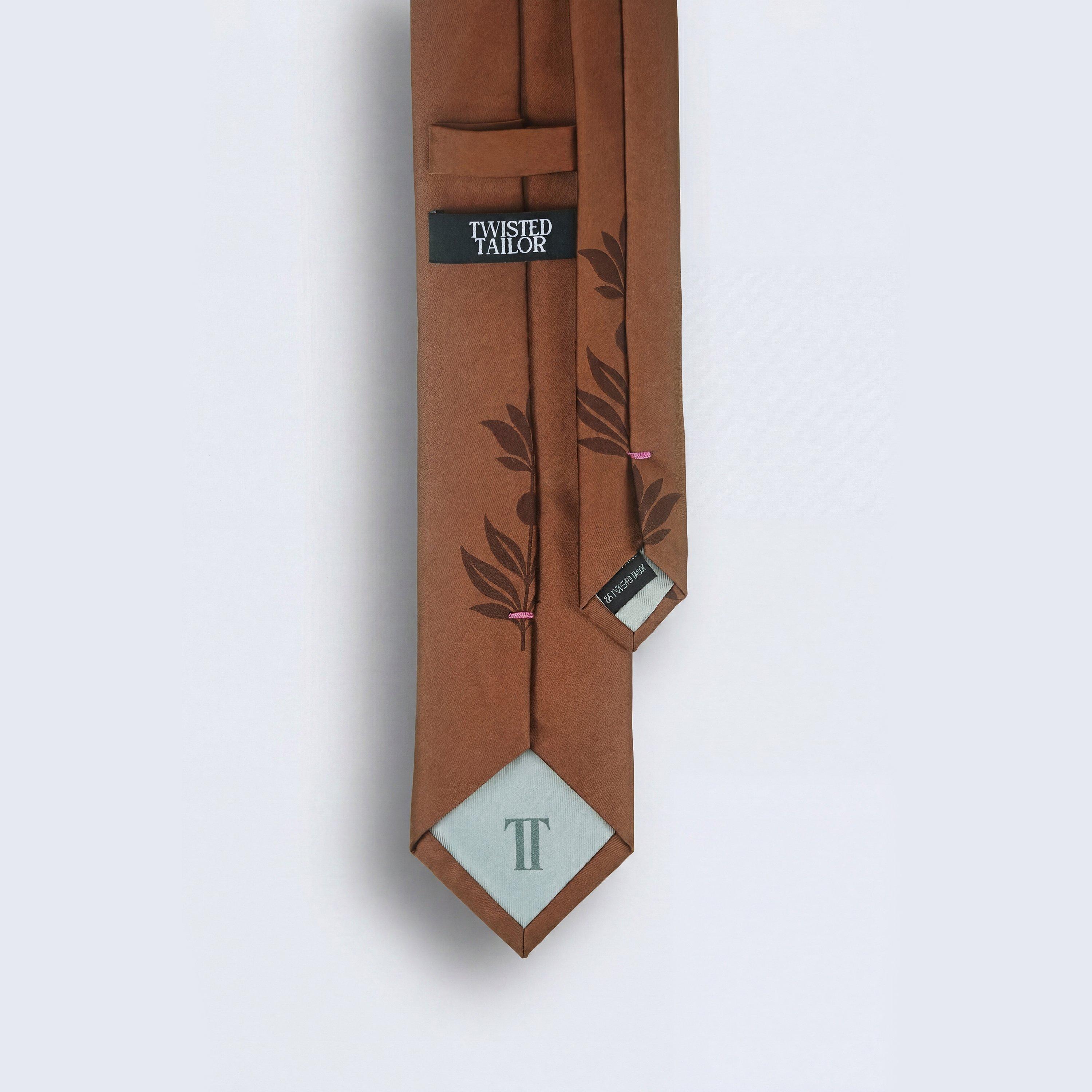 Rust - Twisted Tailor - Men's Atticus Floral Placement Tie - 2