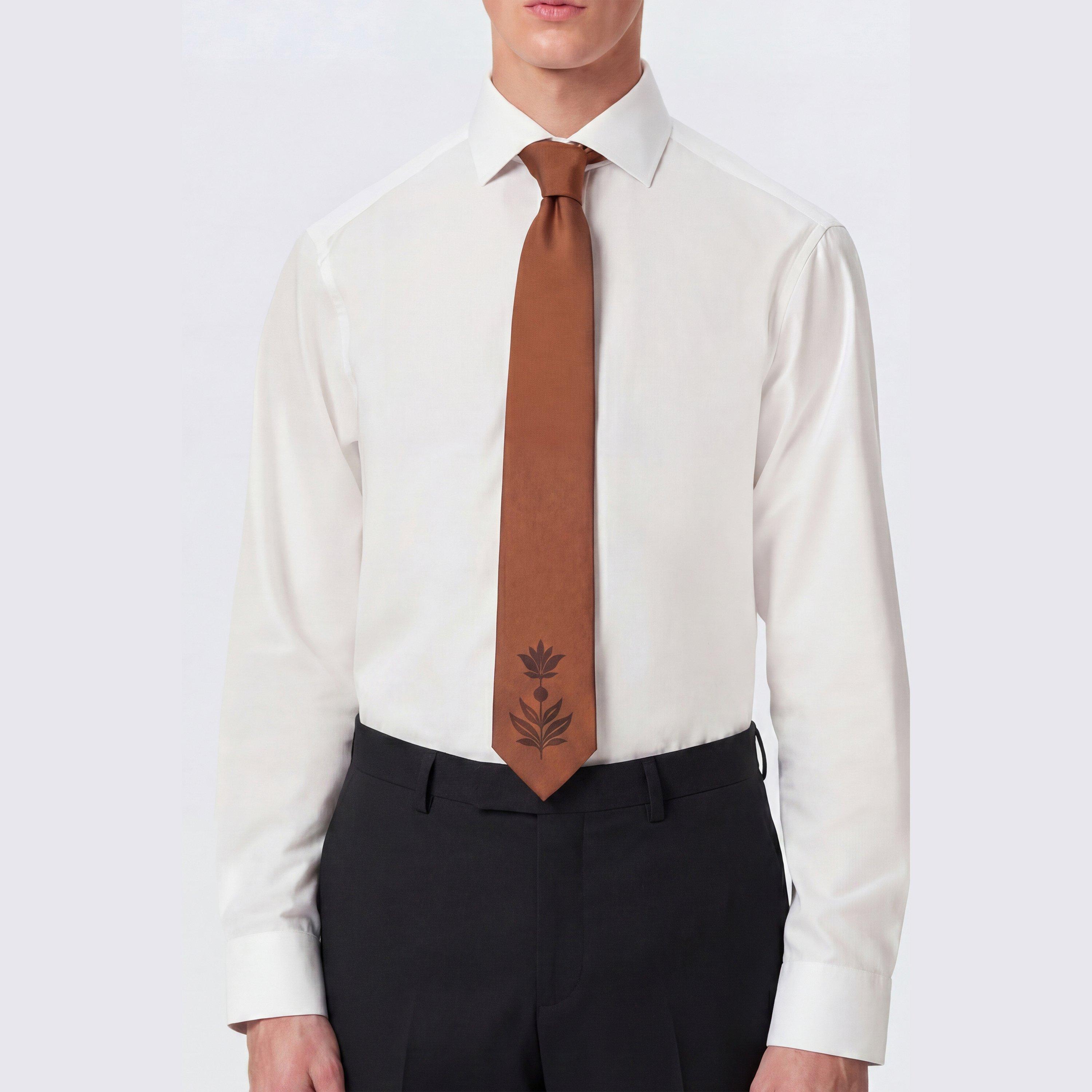 Rust - Twisted Tailor - Men's Atticus Floral Placement Tie - 3