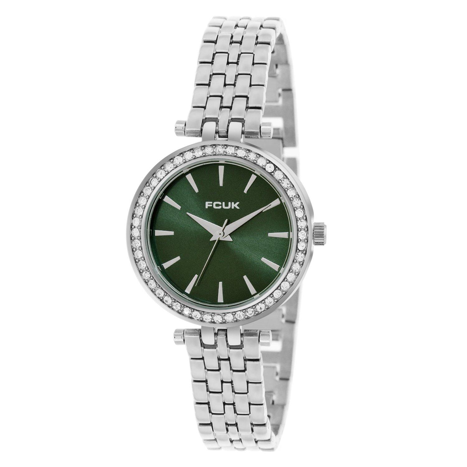Green - FCUK - FCUK Silver Case Round Shape Silver Strap Quartz Watch - 2