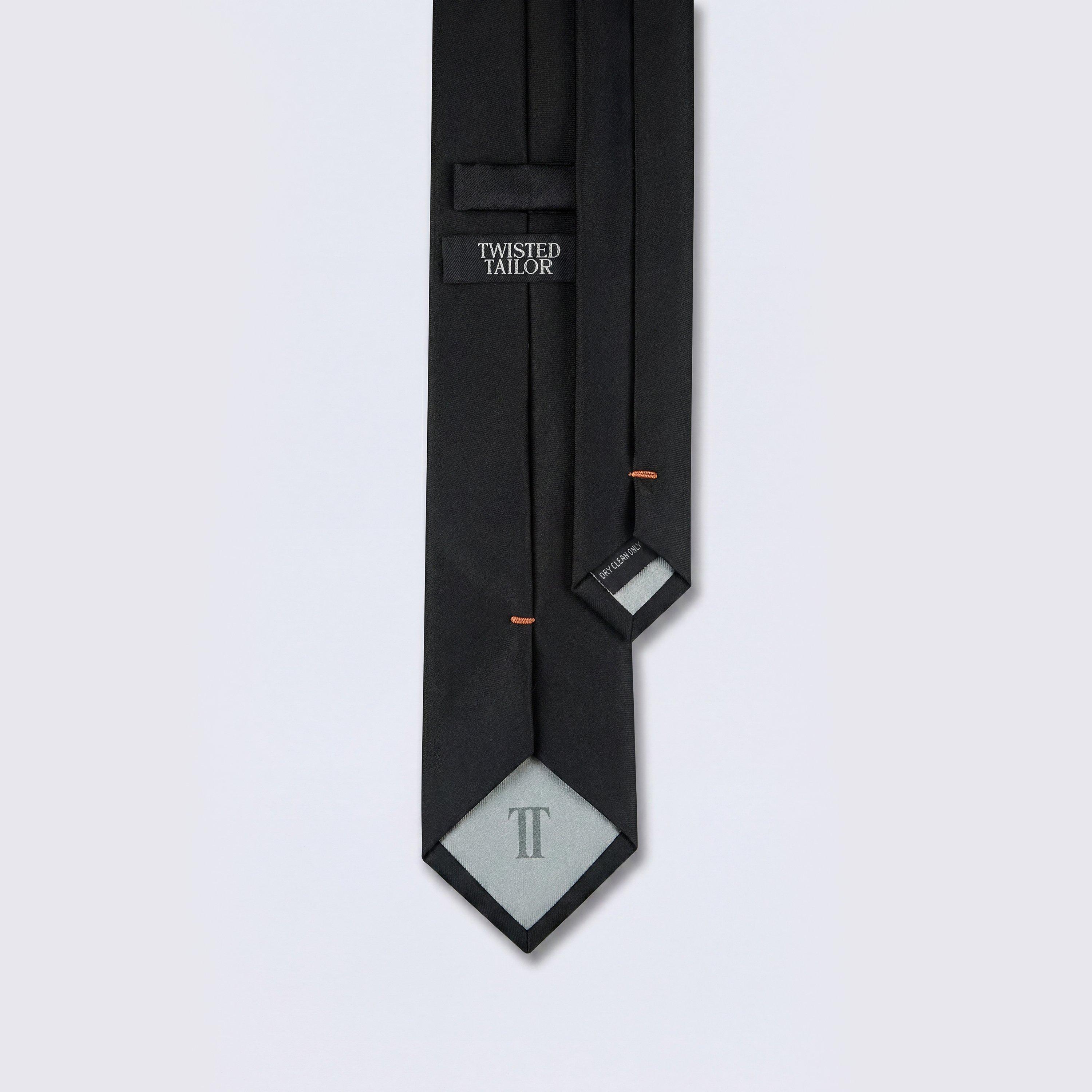 Black - Twisted Tailor - TT Ellroy Plain Tie Sn10 - 2