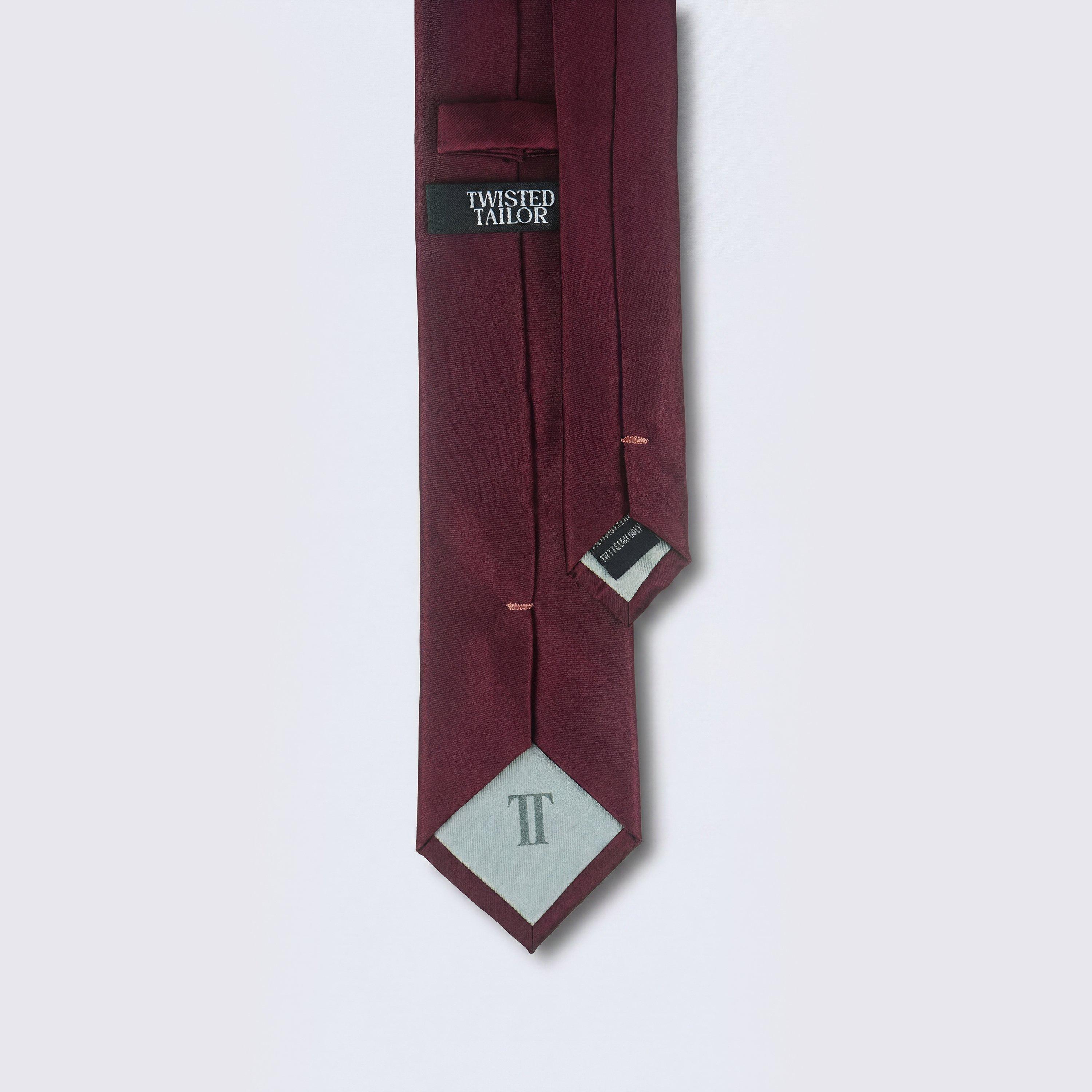 Burgundy - Twisted Tailor - Ellroy Plain Tie - 2