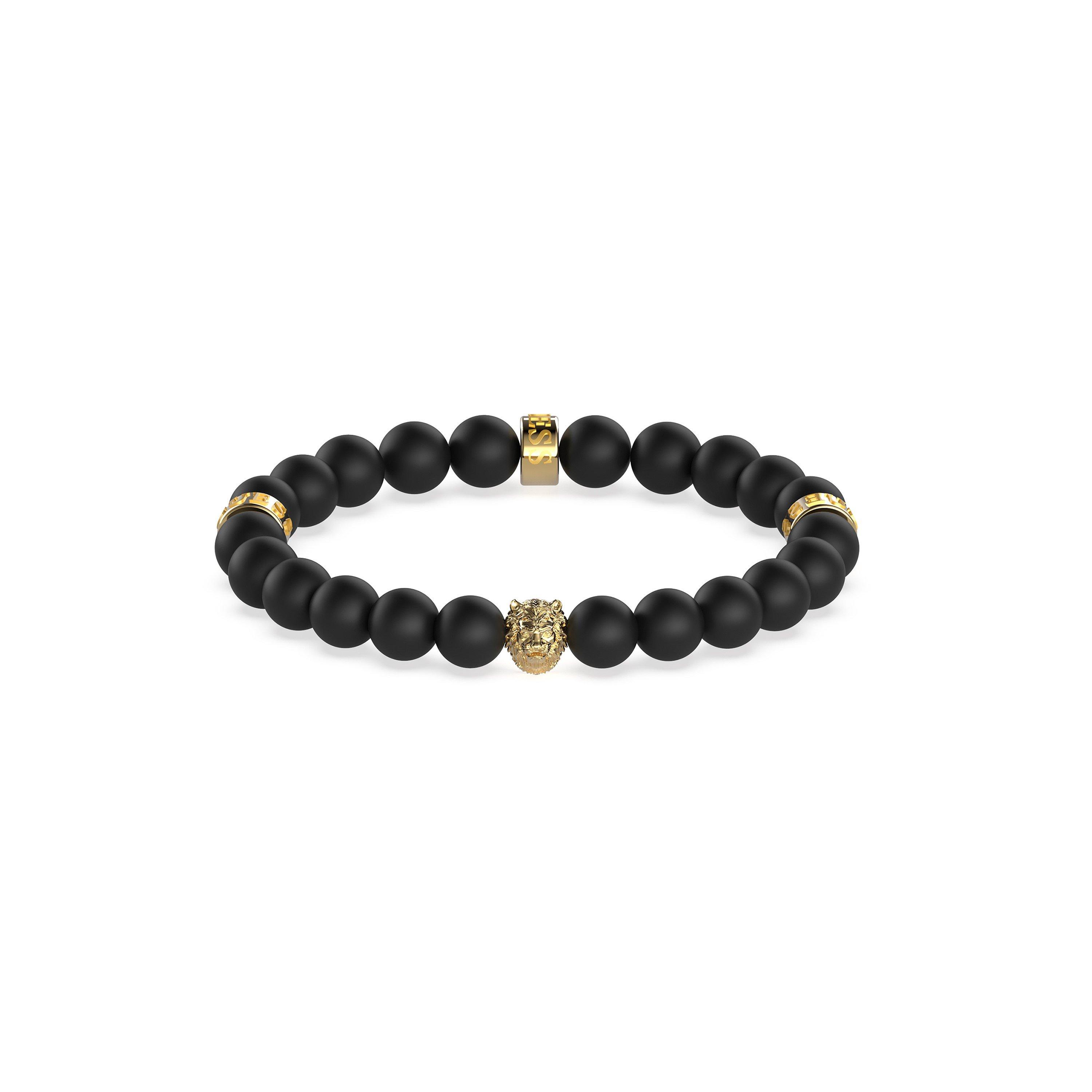 Black - Guess - Men's Black Beads and Lion Bead Bracelets