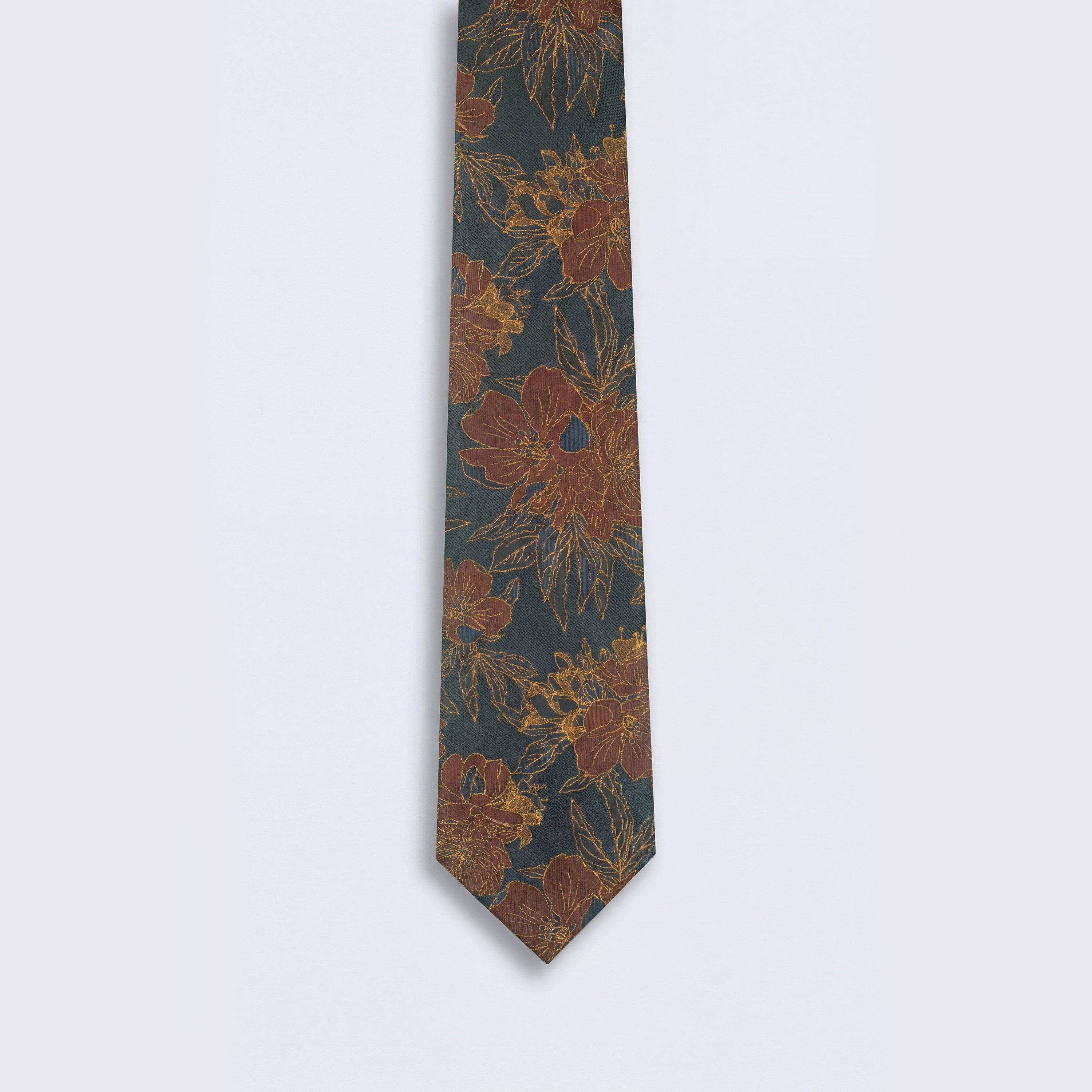 Twisted Tailor Men's Barnaby Floral Tie - Navy Gold