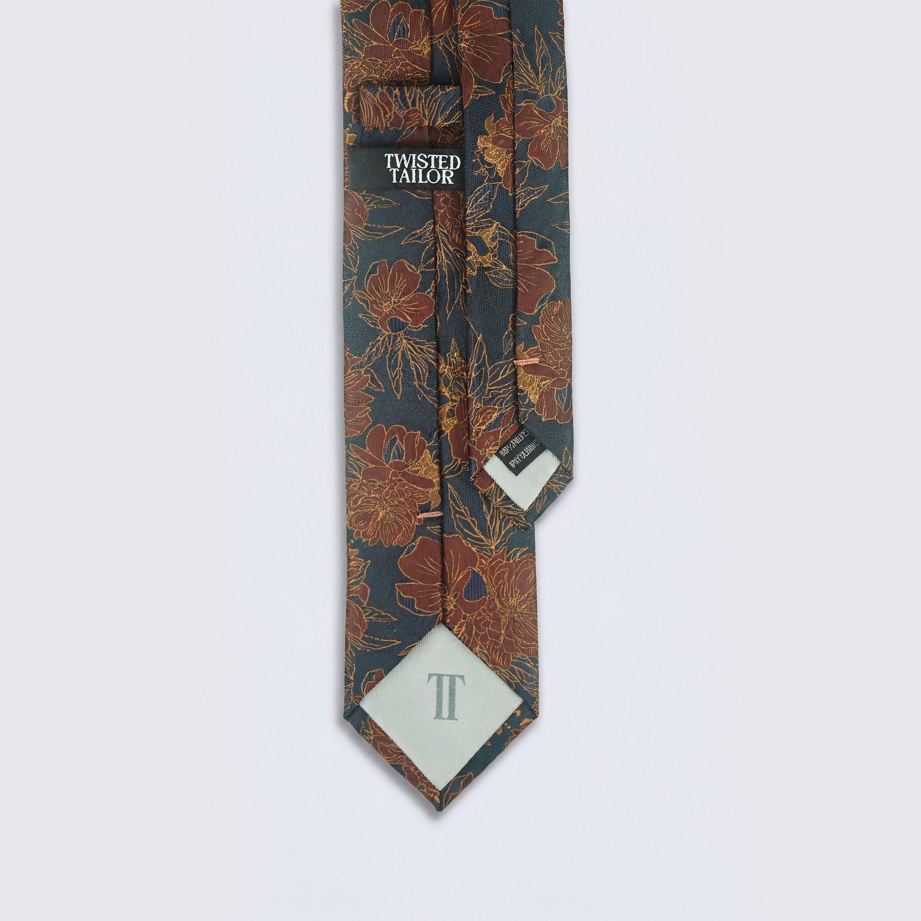 Navy Gold - Twisted Tailor - Barnaby Floral Tie - 2