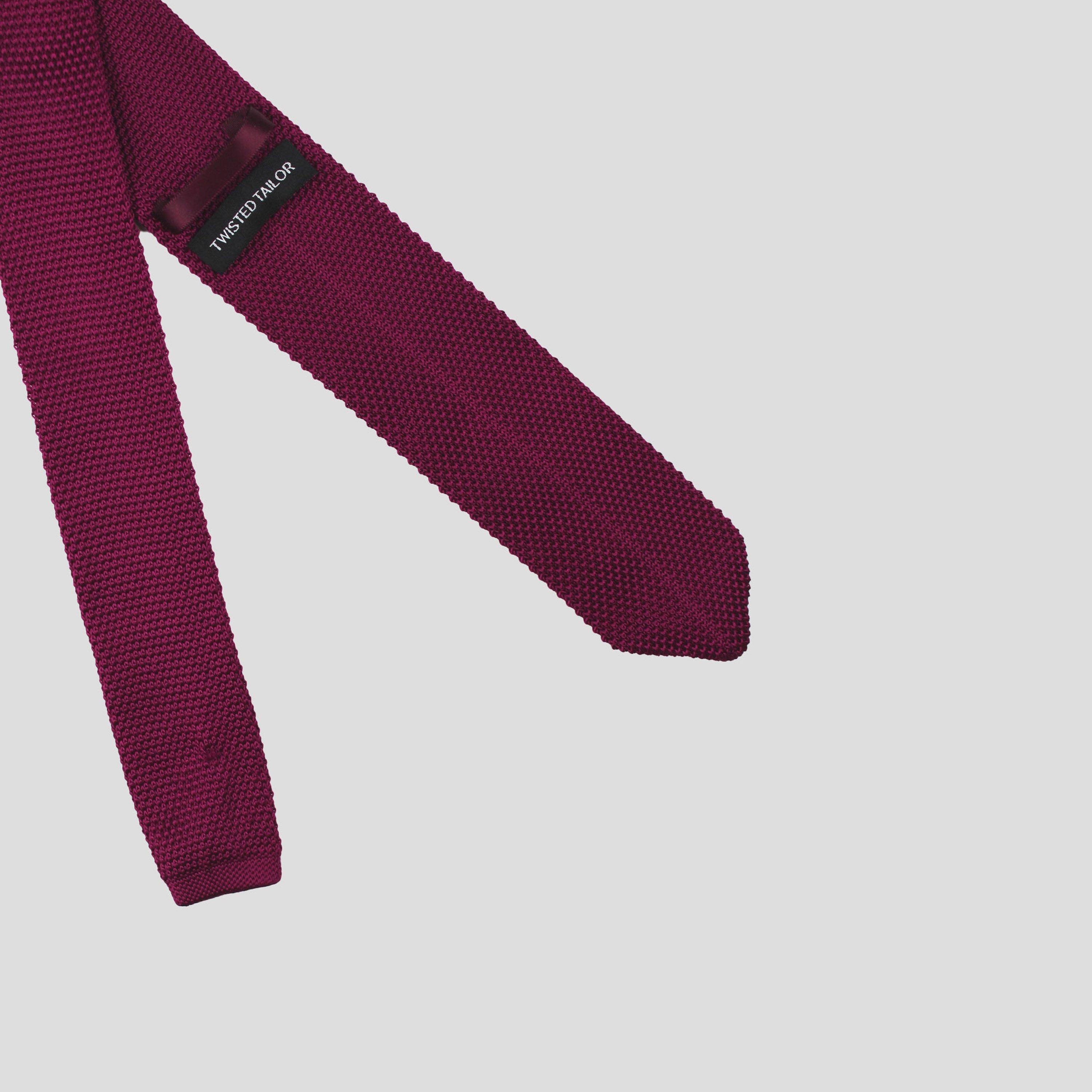 Burgandy - Twisted Tailor - TT Jagger Knitted Tie Mens - 3