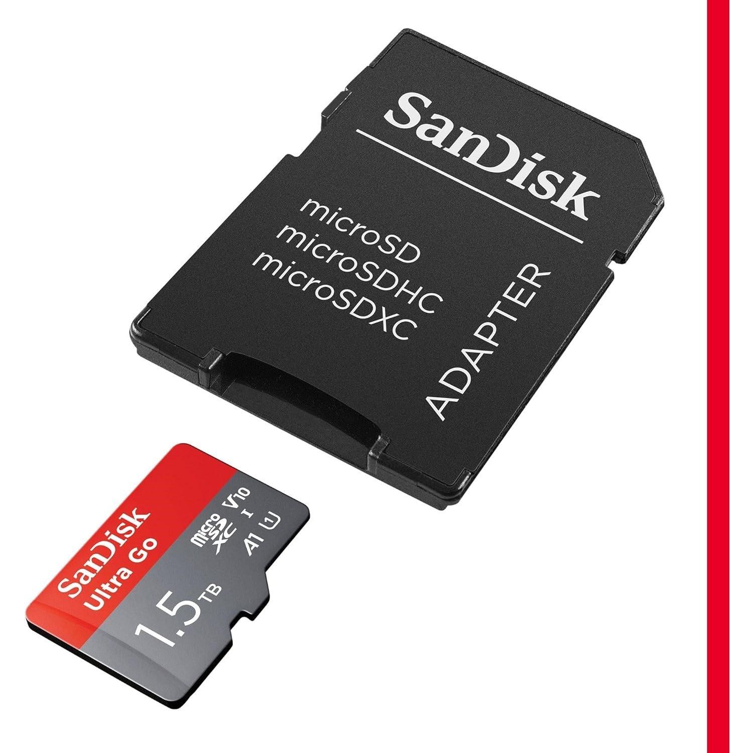Black - SanDisk - Ultra Go micro SDXC card + SD adapter 1.5TB Memory card - 2