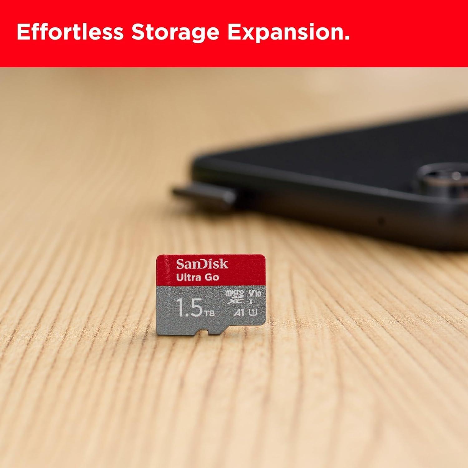 Black - SanDisk - Ultra Go micro SDXC card + SD adapter 1.5TB Memory card - 3