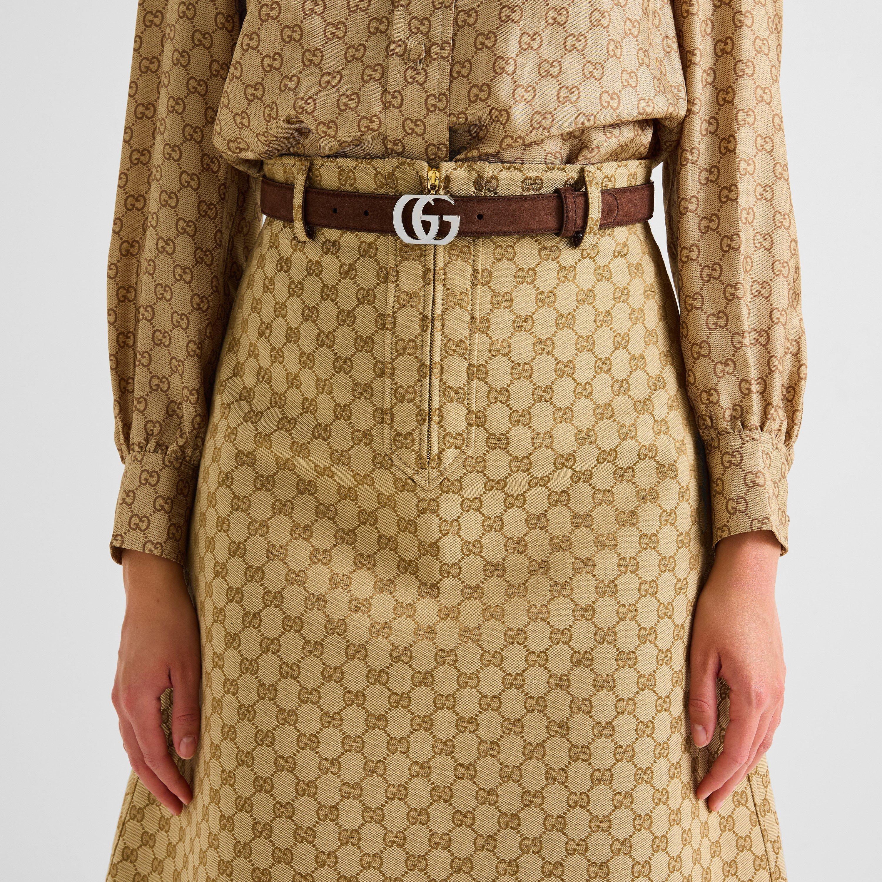 Spiced Brown - Gucci - Women's Suede 2.5cm Belt - 3