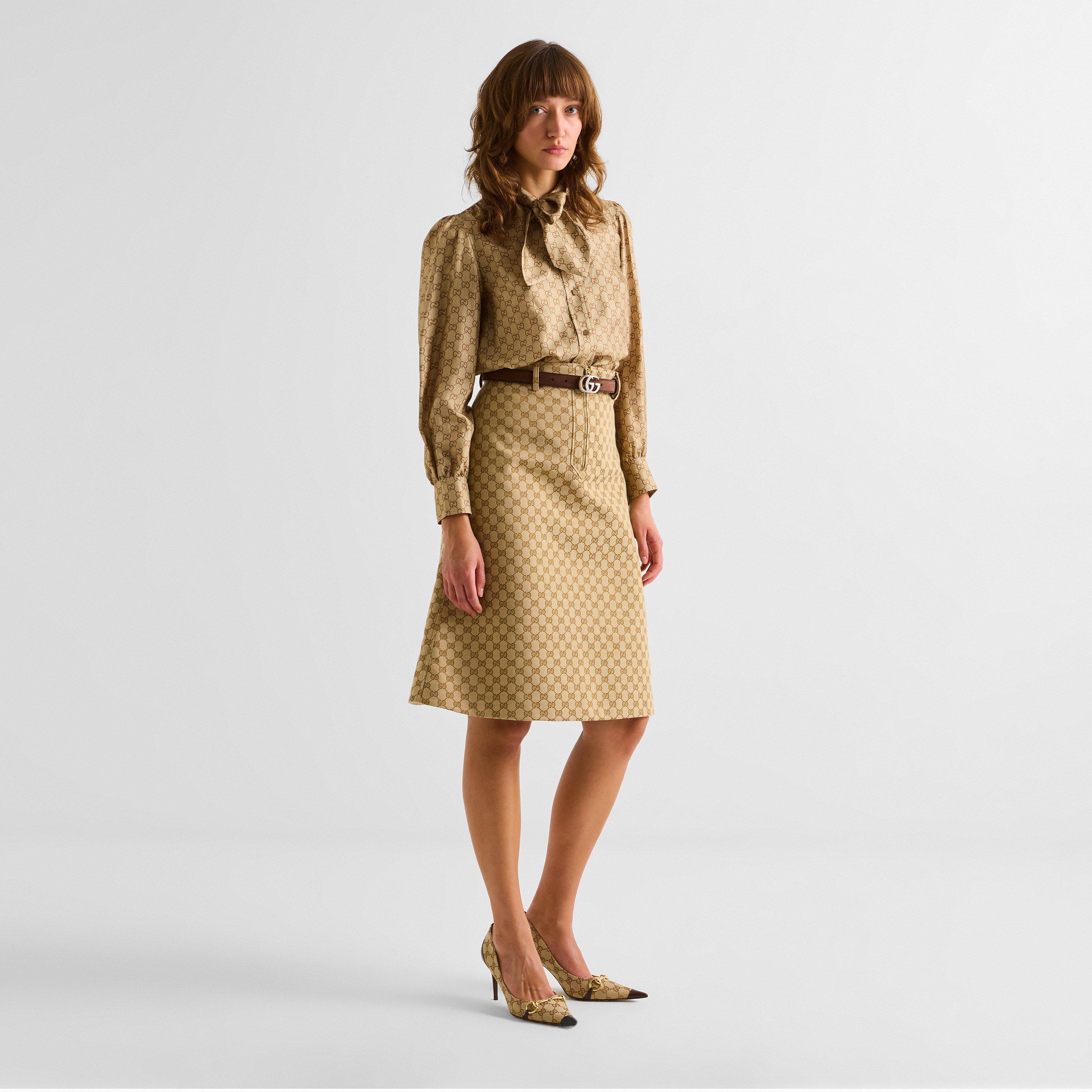 Spiced Brown - Gucci - Women's Suede 2.5cm Belt - 5