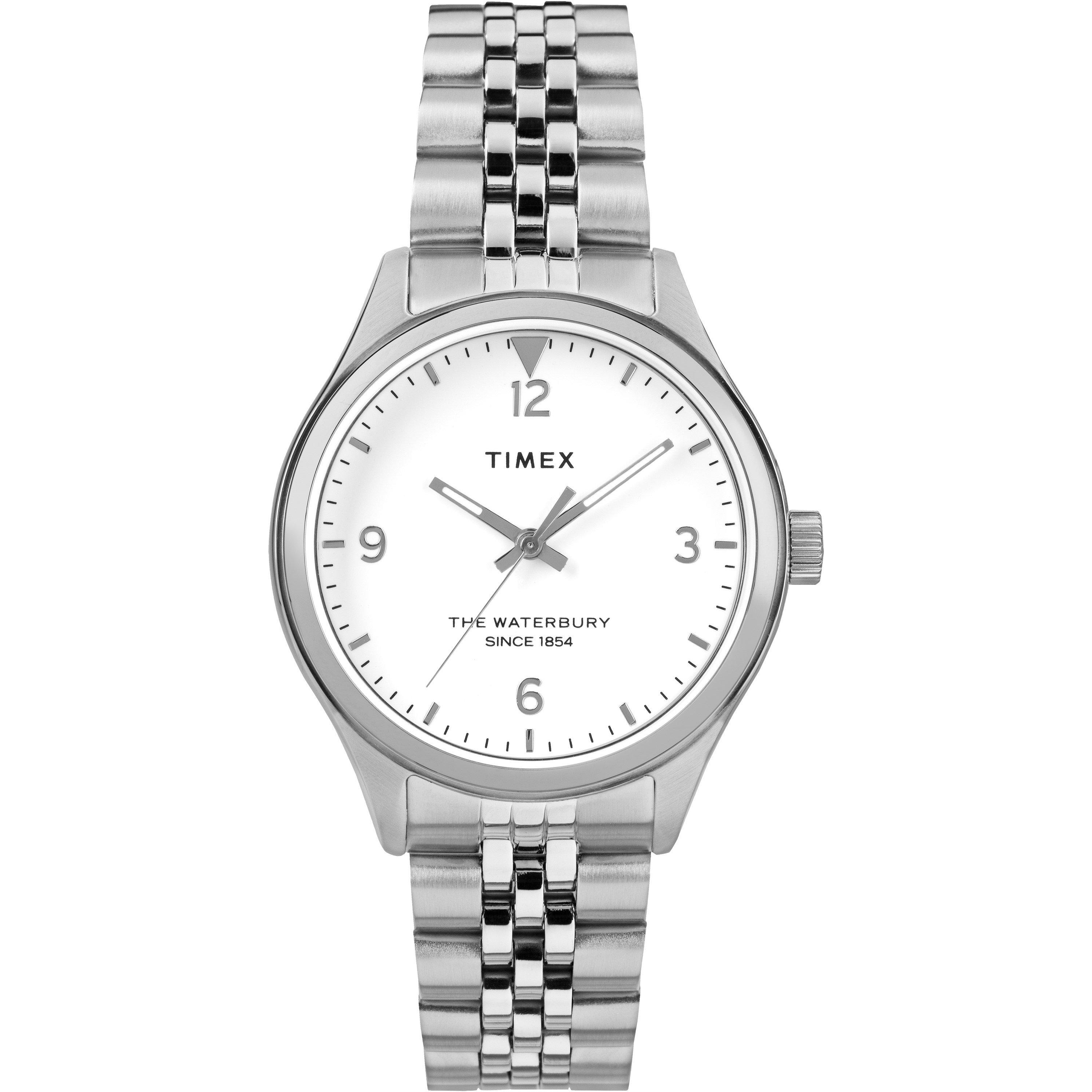 Timex  Adults Waterbury 54 Analogue Quartz Watch - White/Two Tone