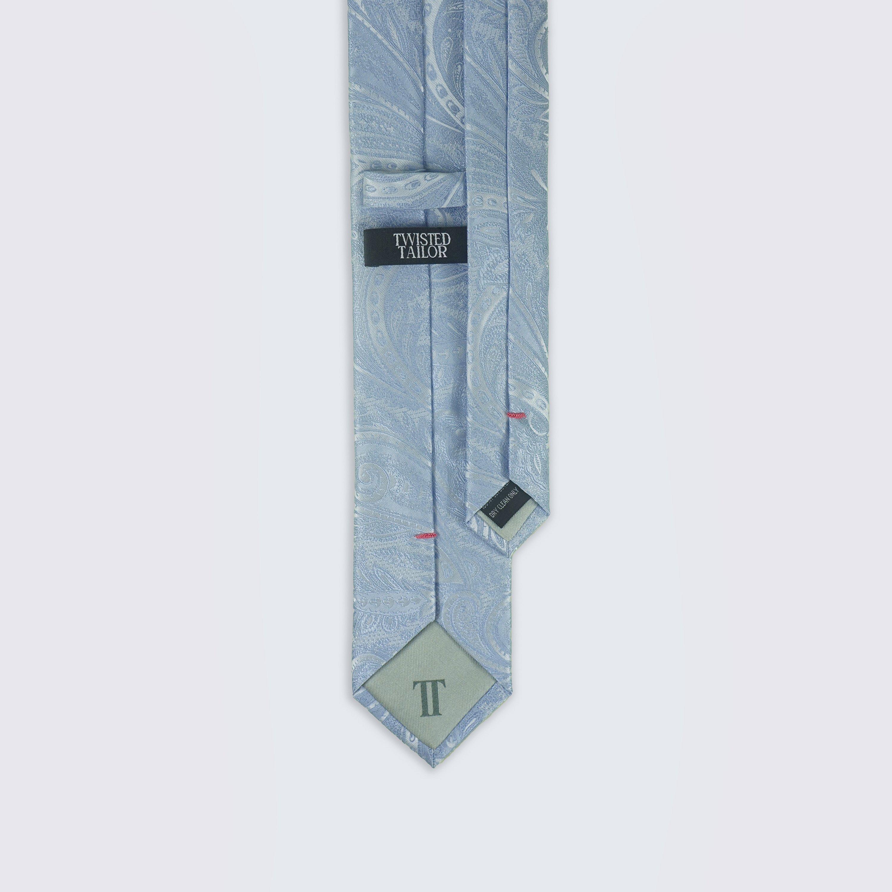 Light Blue - Twisted Tailor - Shriever Paisley Tie Set - 2