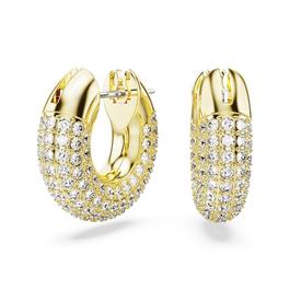 Swarovski Dextera hoop earrings, Small, White, Gold tone plated