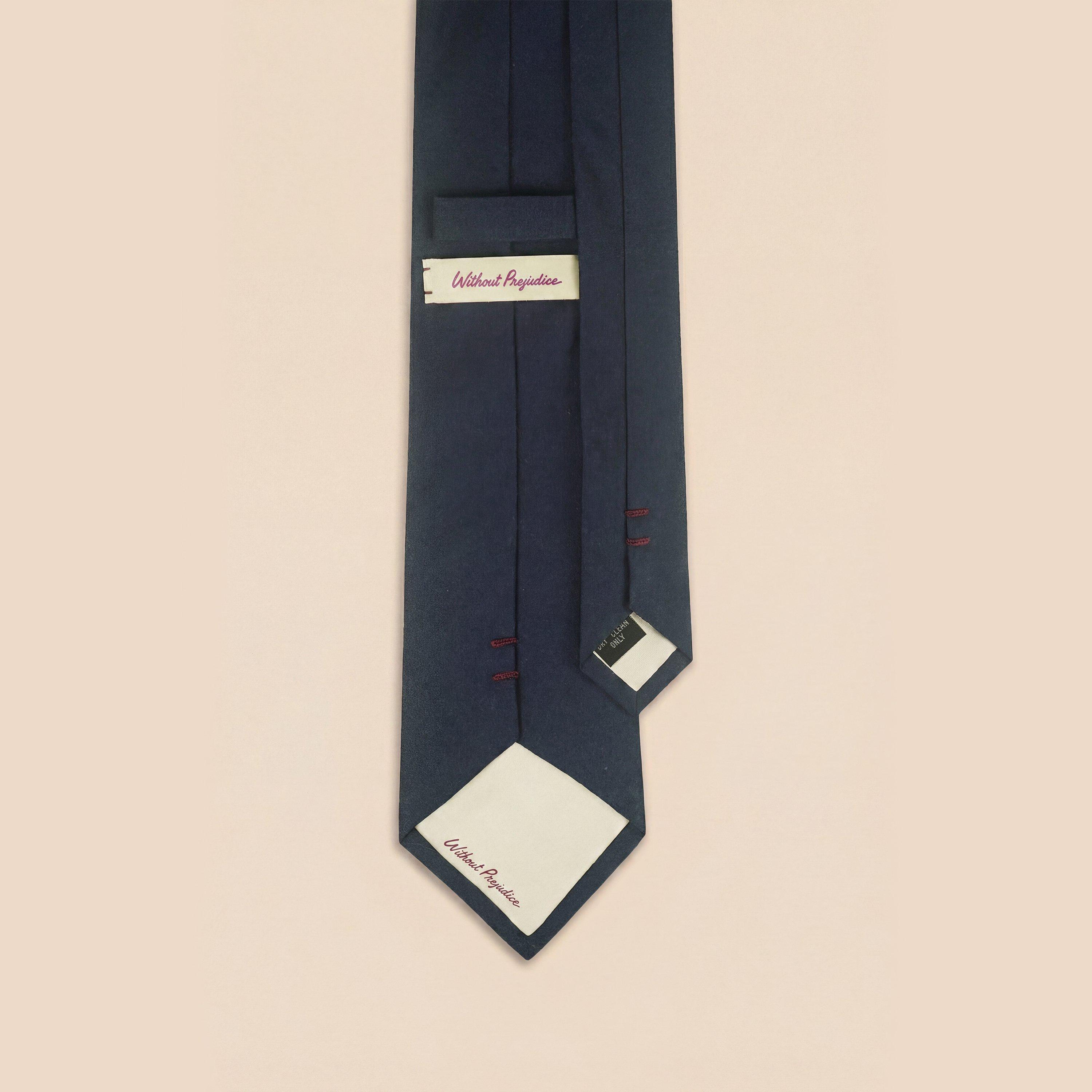 Navy - Without Prejudice - Mens Allegra Silk Texture Tie - 2