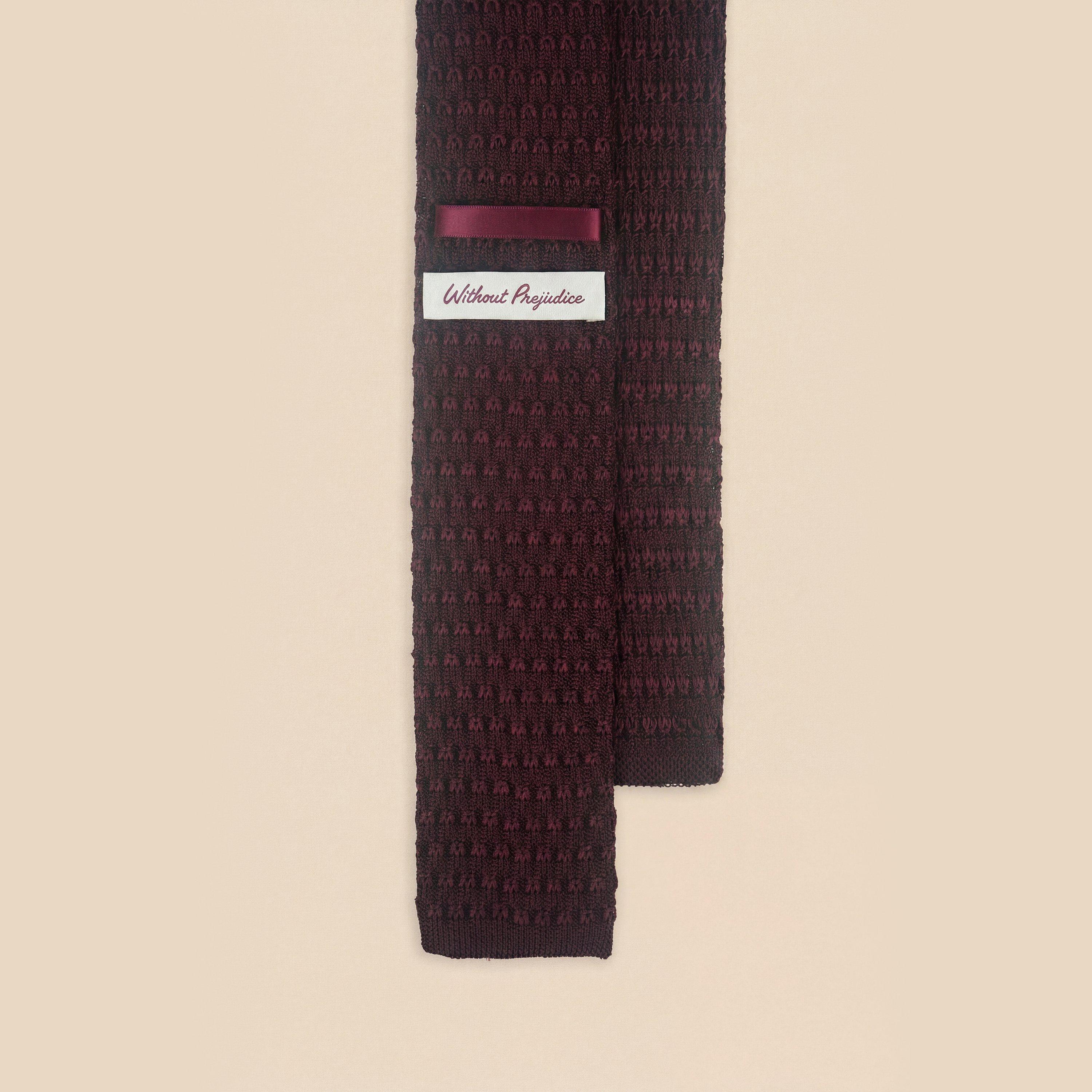 Burgandy - Without Prejudice - Sienna Silk Knit Tie - 2